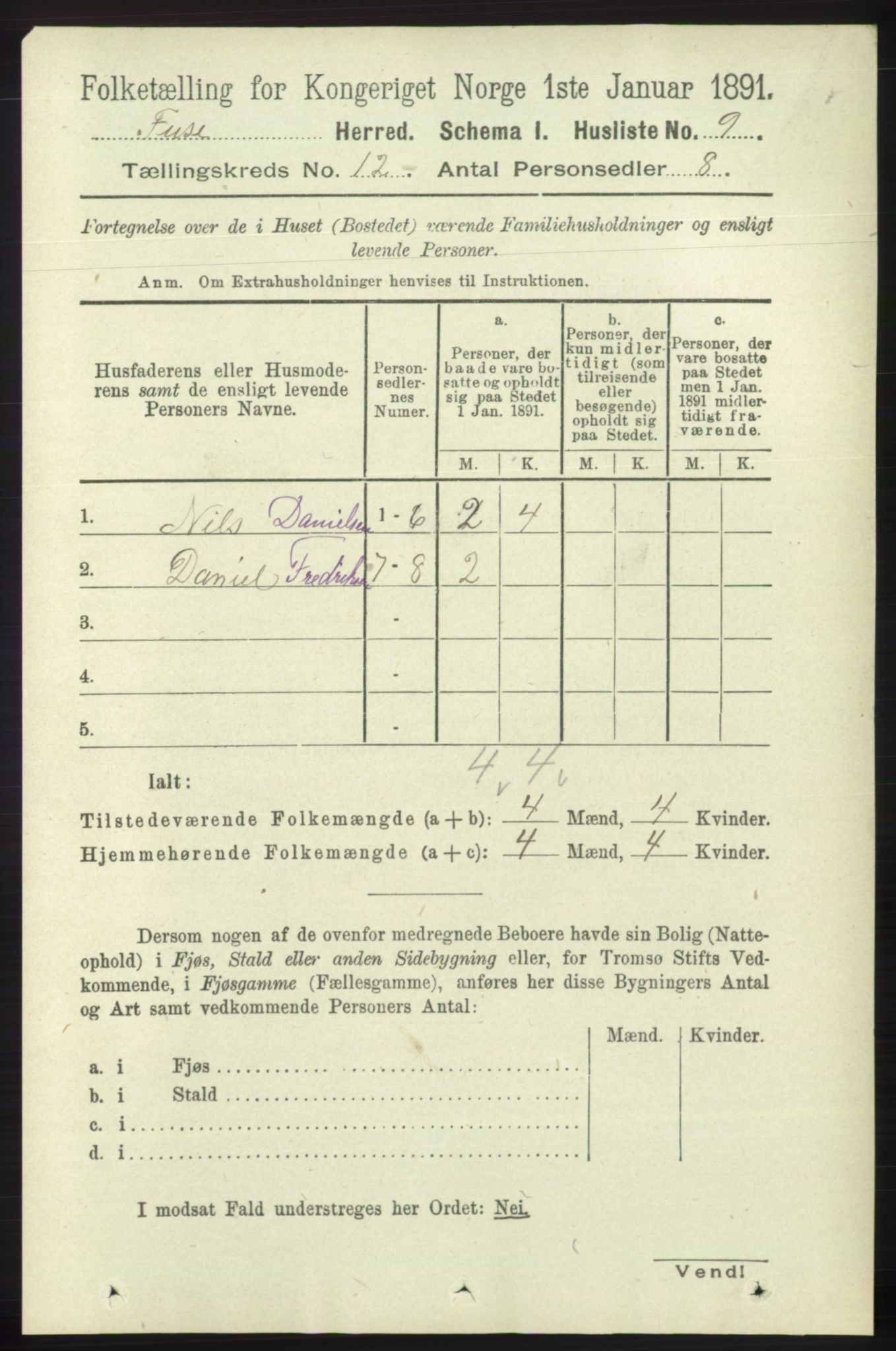 RA, 1891 census for 1241 Fusa, 1891, p. 2309