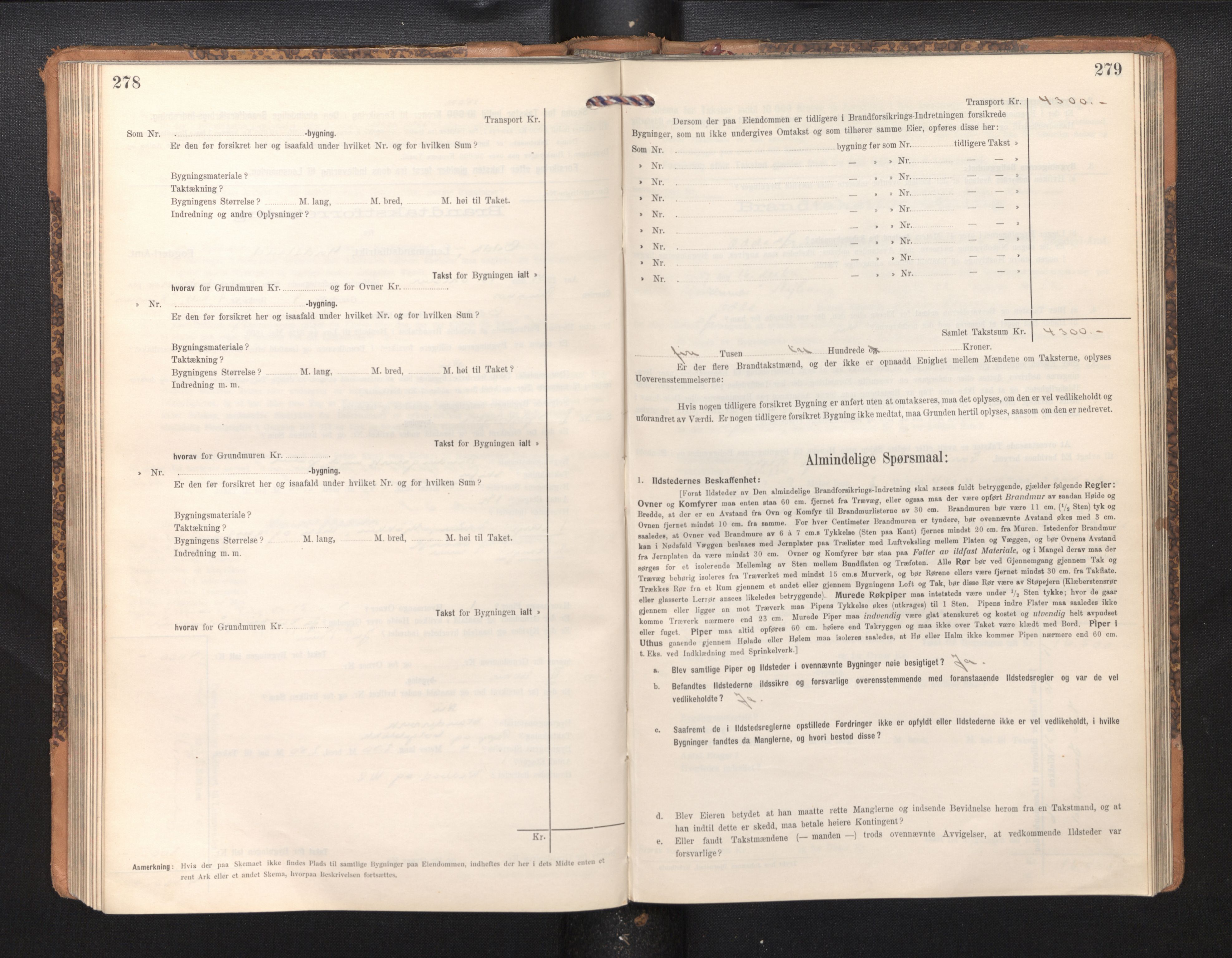 Lensmannen i Odda, AV/SAB-A-34001/0012/L0003: Branntakstprotokoll, skjematakst, 1916-1948, p. 278-279