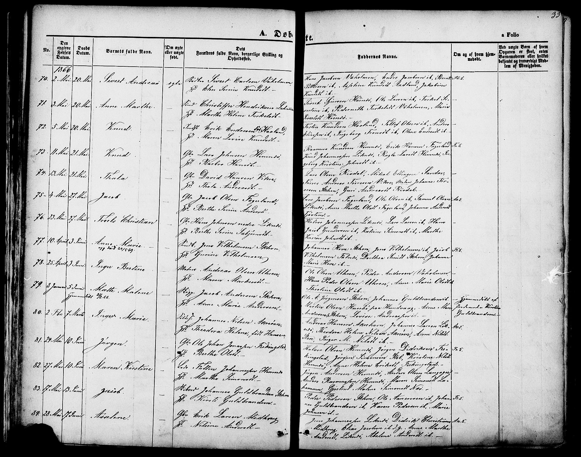 Skudenes sokneprestkontor, AV/SAST-A -101849/H/Ha/Haa/L0006: Parish register (official) no. A 4, 1864-1881, p. 33