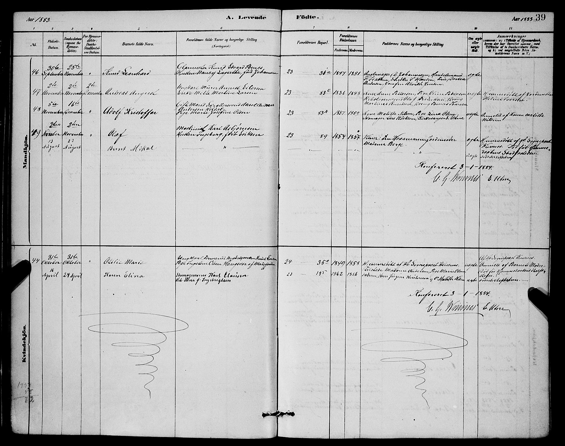 Mariakirken Sokneprestembete, AV/SAB-A-76901/H/Hab/L0004: Parish register (copy) no. A 4, 1878-1892, p. 39