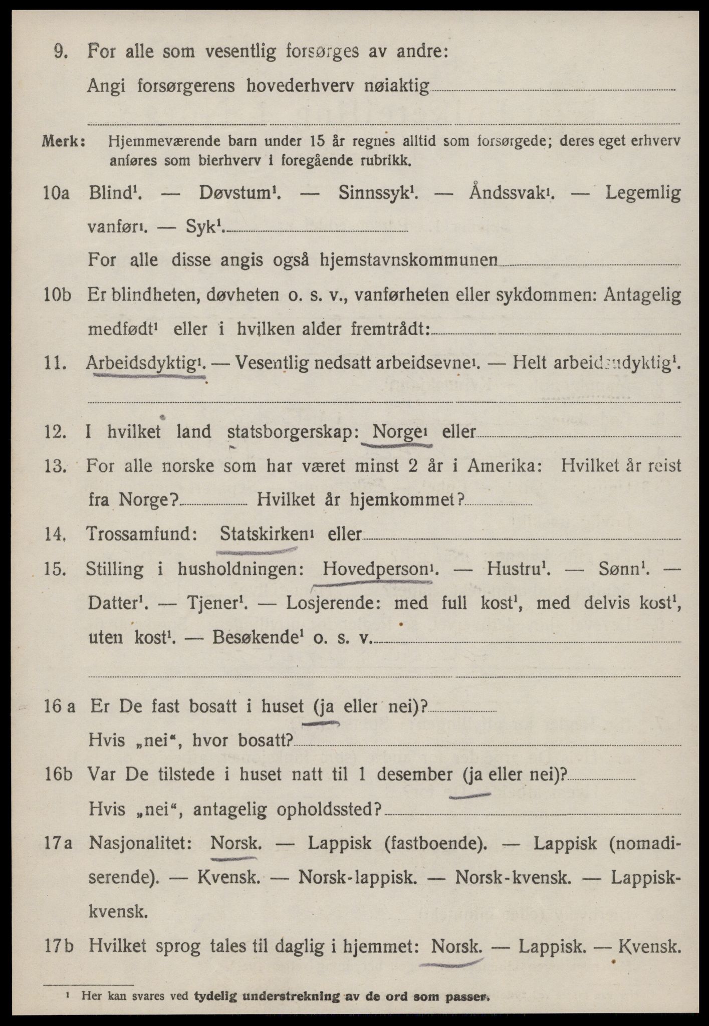 SAT, 1920 census for Lensvik, 1920, p. 665