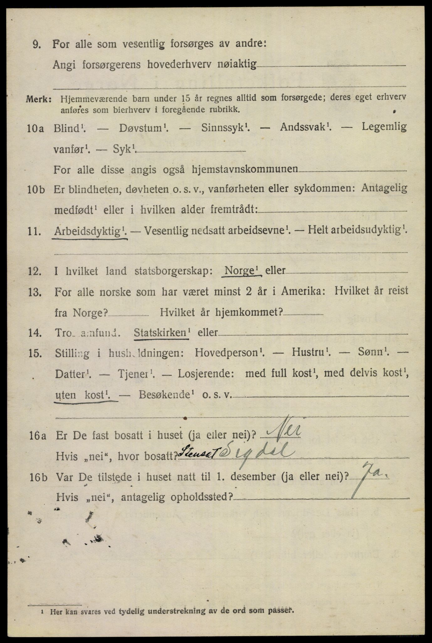 SAKO, 1920 census for Sigdal, 1920, p. 2849