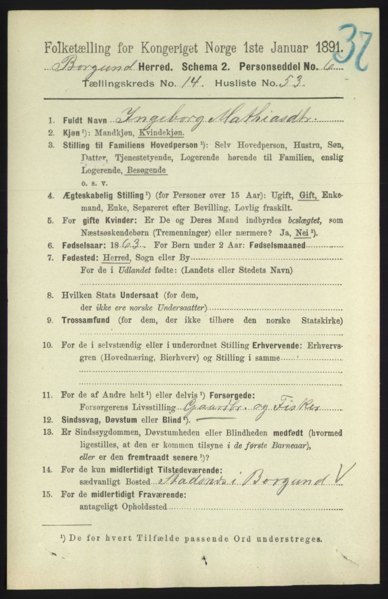 RA, 1891 census for 1531 Borgund, 1891, p. 4434