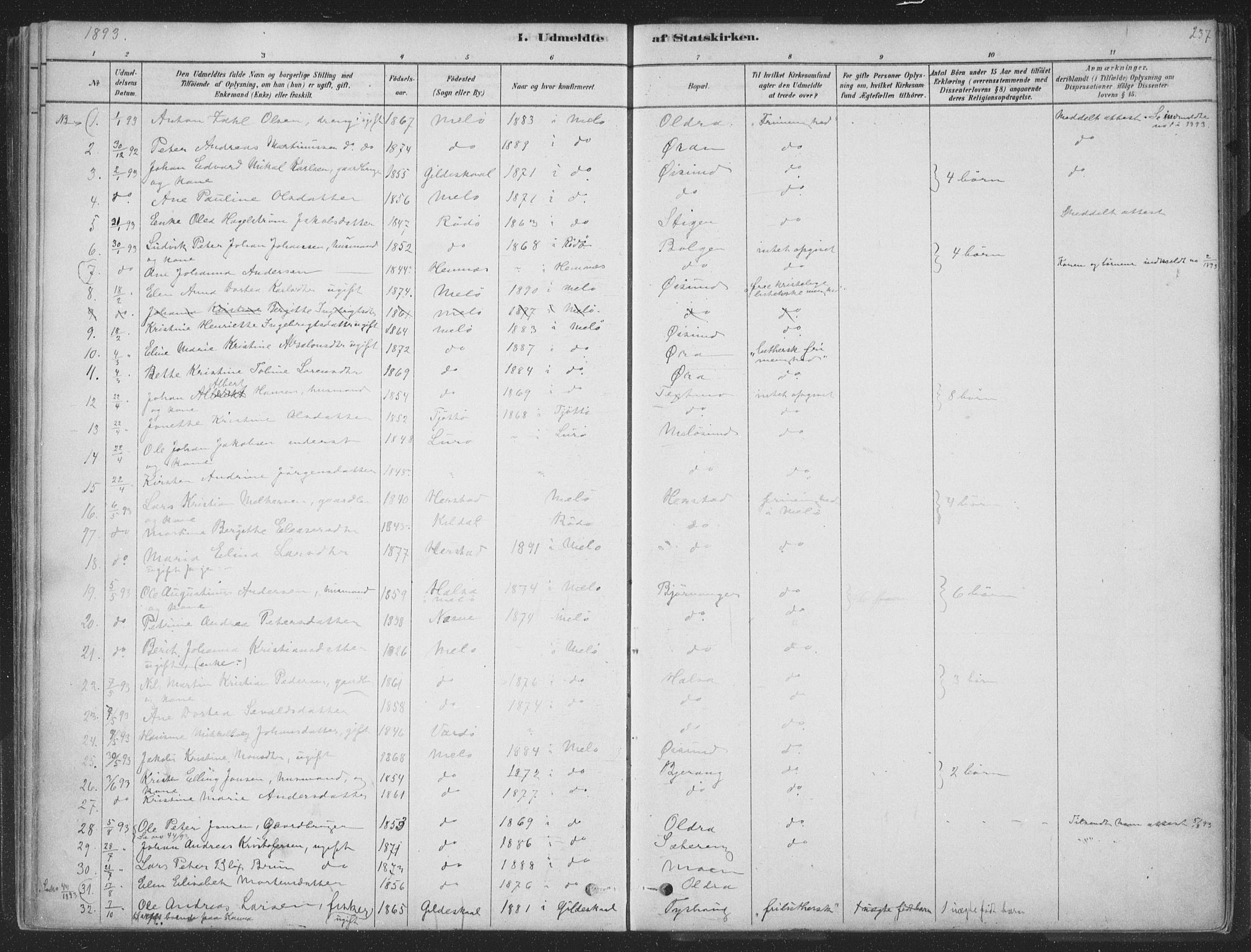 Ministerialprotokoller, klokkerbøker og fødselsregistre - Nordland, SAT/A-1459/843/L0627: Parish register (official) no. 843A02, 1878-1908, p. 237