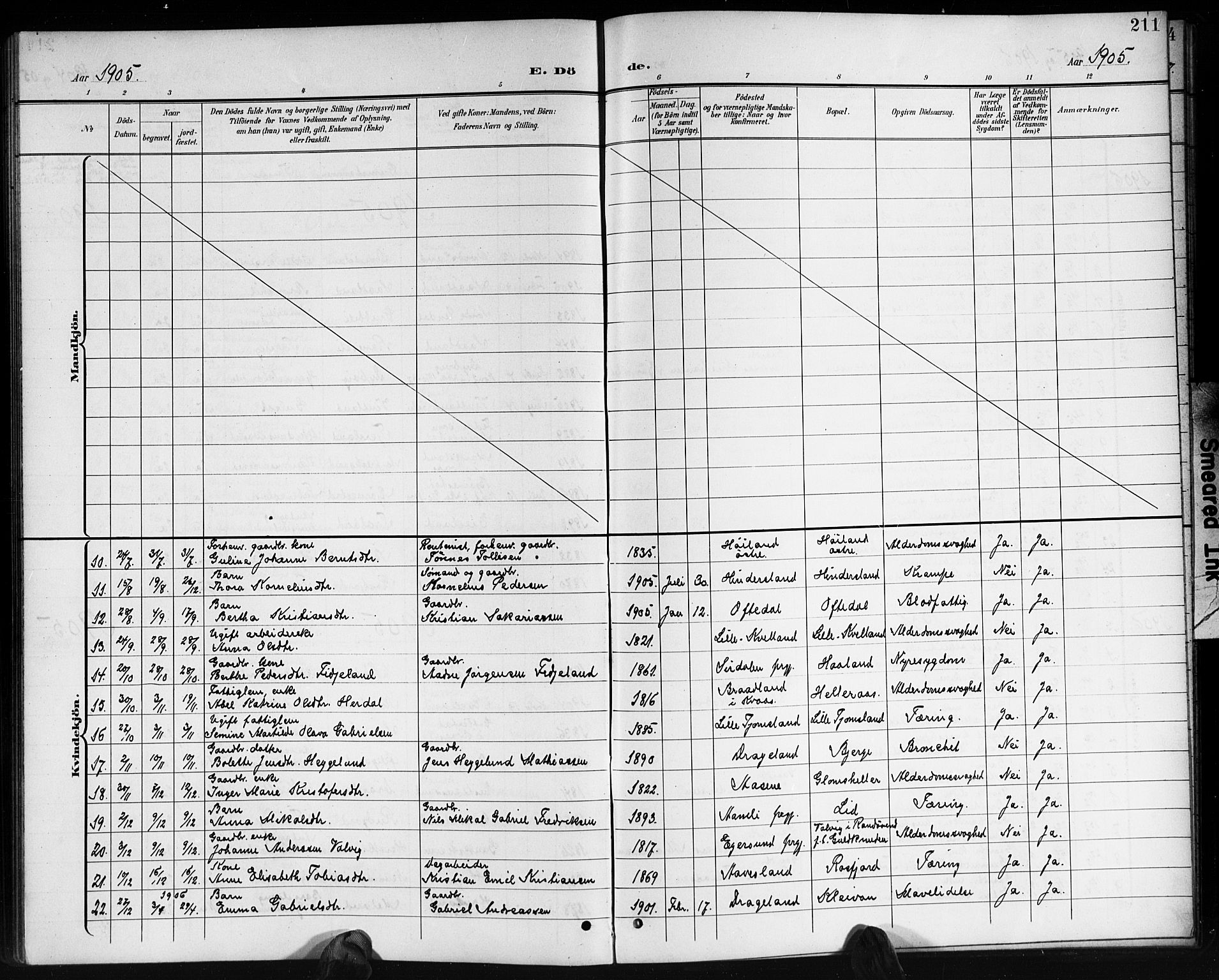 Lyngdal sokneprestkontor, AV/SAK-1111-0029/F/Fb/Fbc/L0005: Parish register (copy) no. B 5, 1897-1913, p. 211