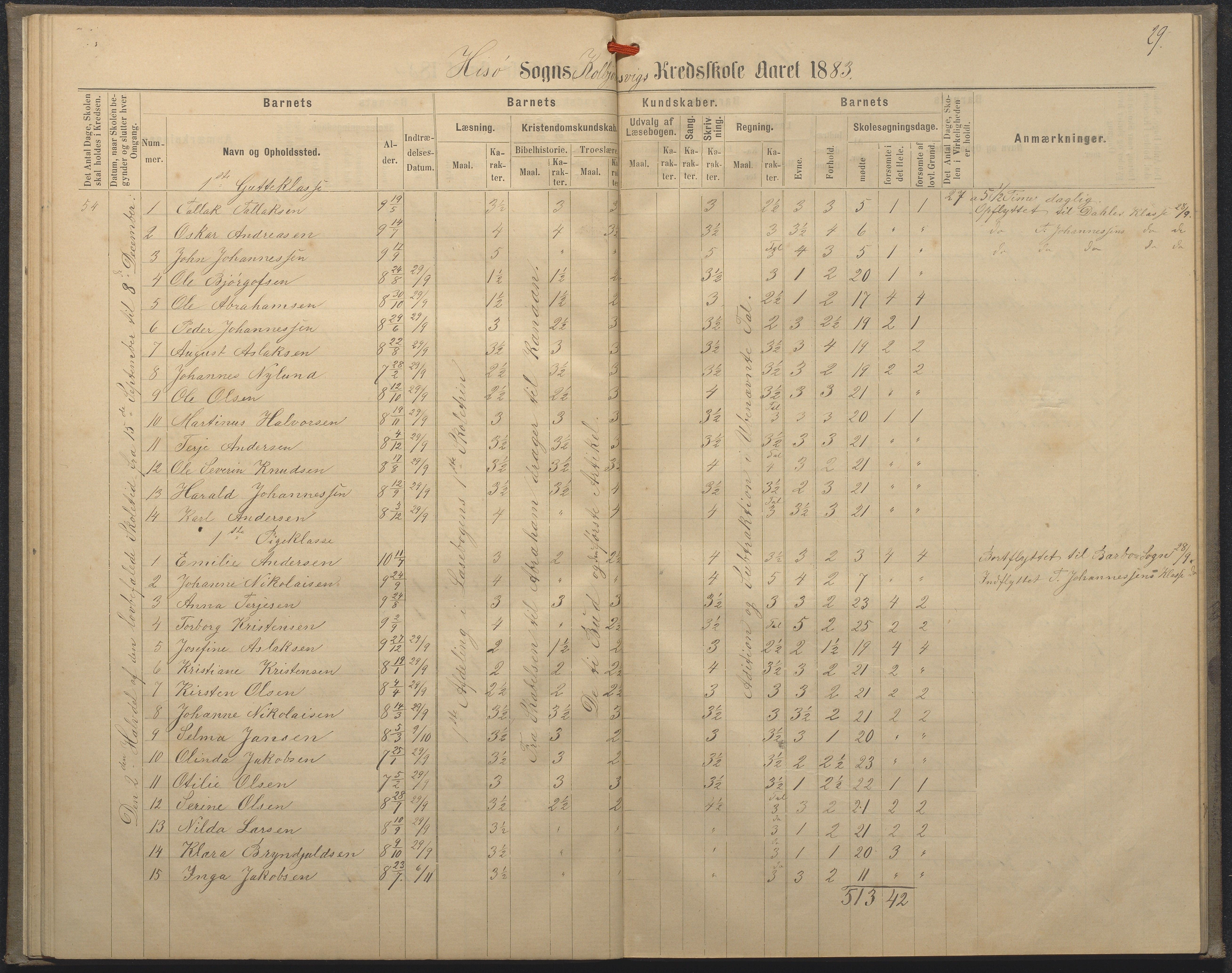 Hisøy kommune frem til 1991, AAKS/KA0922-PK/32/L0008: Skoleprotokoll, 1878-1885, p. 29