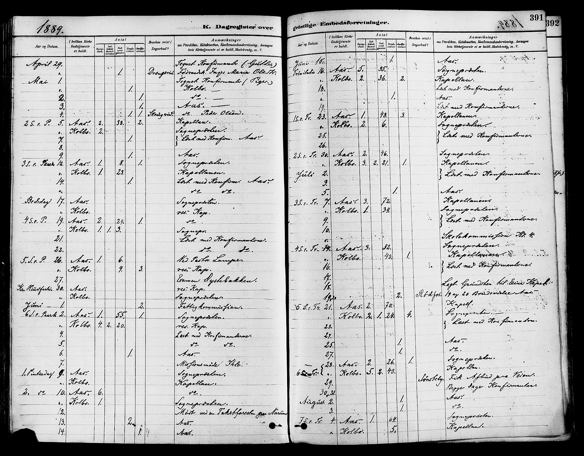 Vestre Toten prestekontor, SAH/PREST-108/H/Ha/Haa/L0009: Parish register (official) no. 9, 1878-1894, p. 391