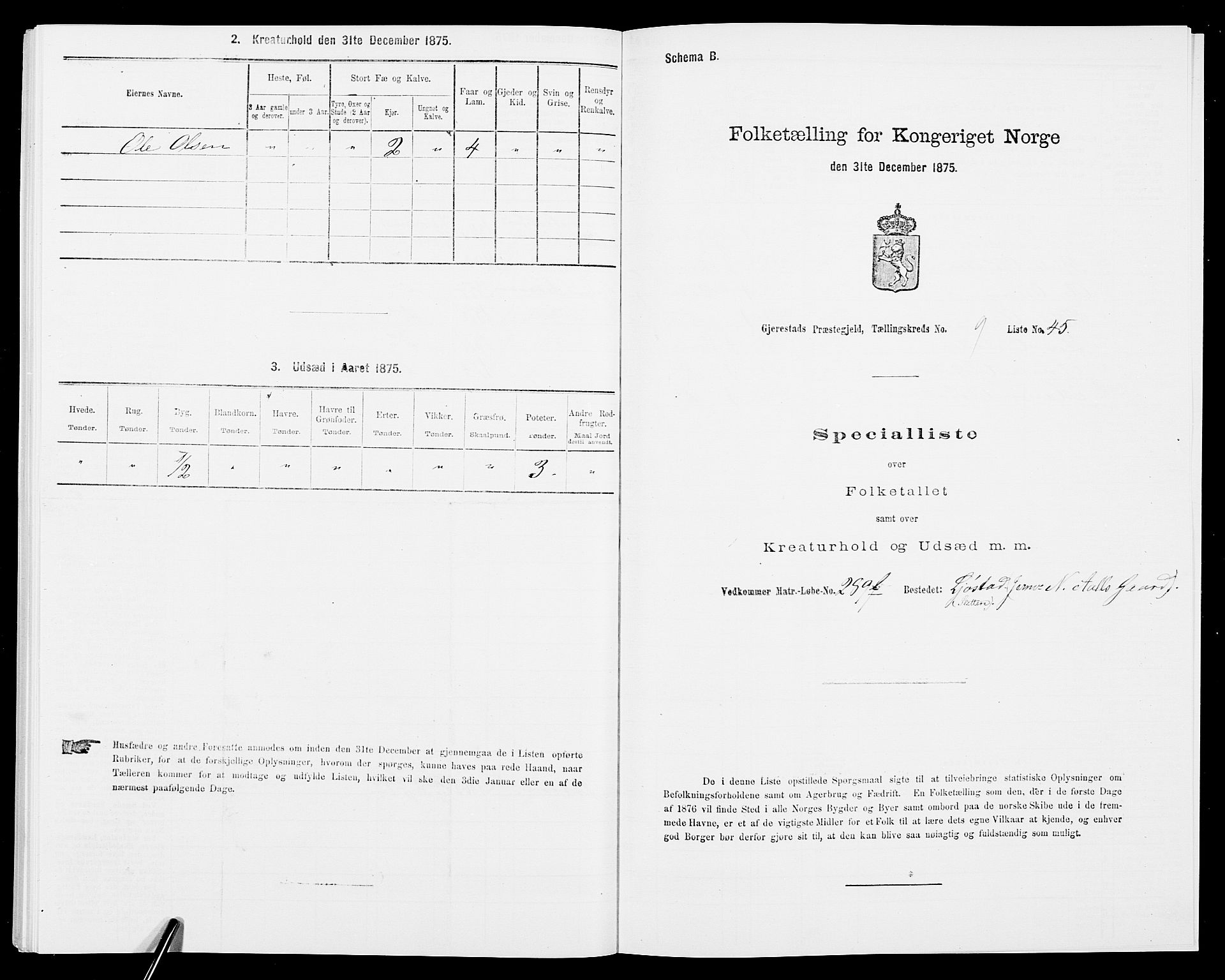 SAK, 1875 census for 0911P Gjerstad, 1875, p. 1013