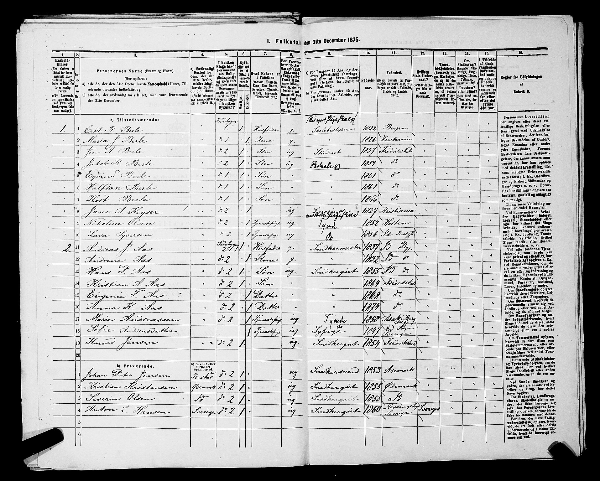 RA, 1875 census for 0101P Fredrikshald, 1875, p. 1103