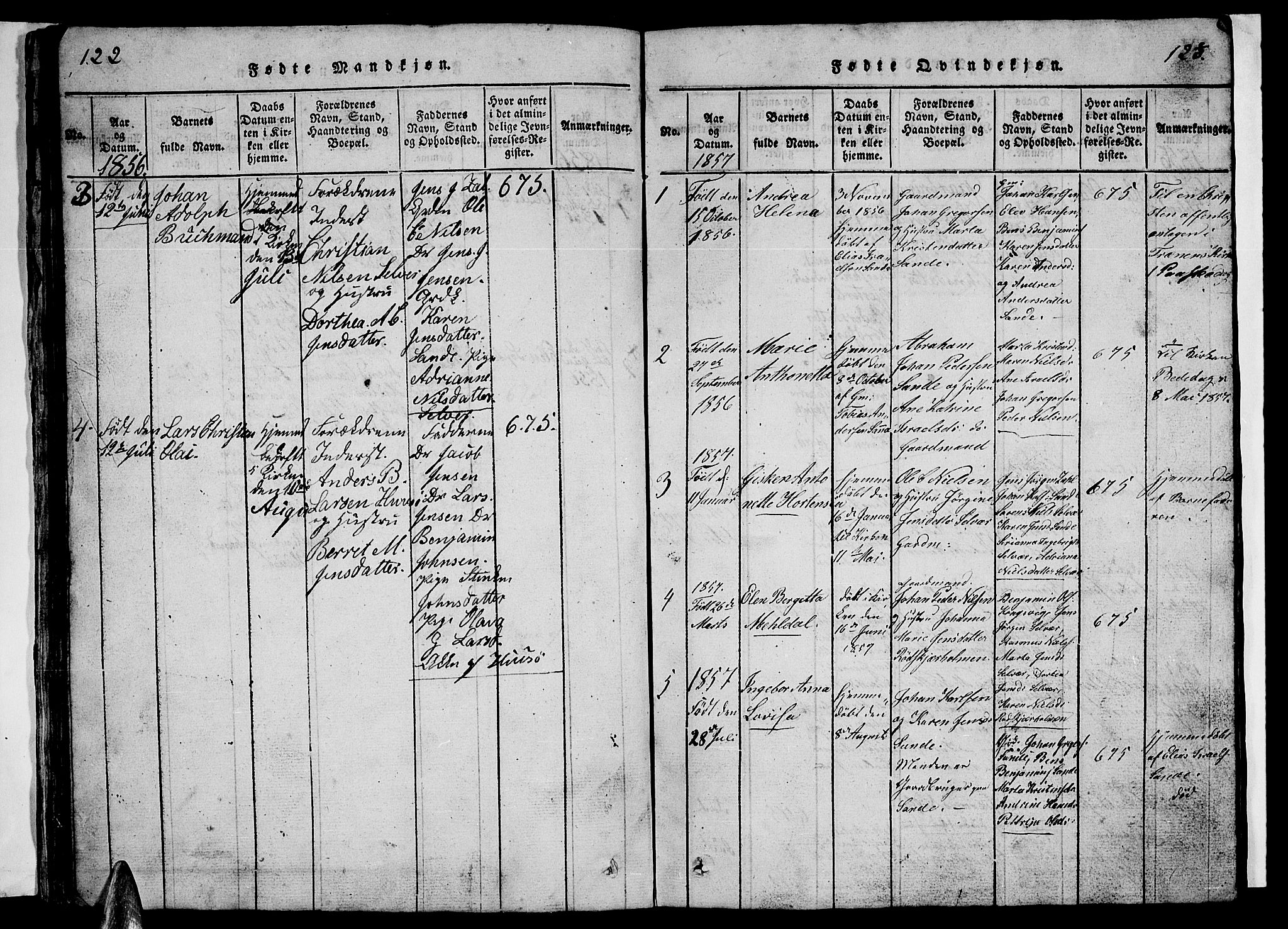 Ministerialprotokoller, klokkerbøker og fødselsregistre - Nordland, SAT/A-1459/840/L0581: Parish register (copy) no. 840C01, 1820-1873, p. 122-123