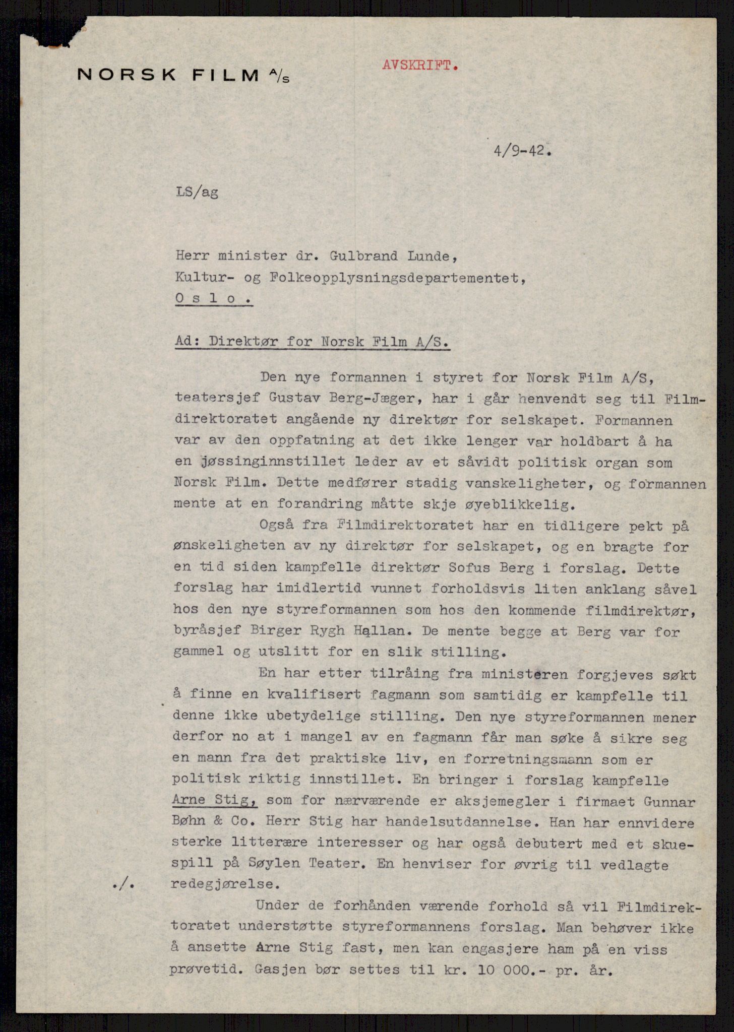 Tyske arkiver, Reichskommissariat, AV/RA-RAFA-2174/E/Ei/L0002/0005: Dokumentsamling / Dokumenter etter Leif Sinding, Statens Filmdirektorat , 1941-1943, p. 811