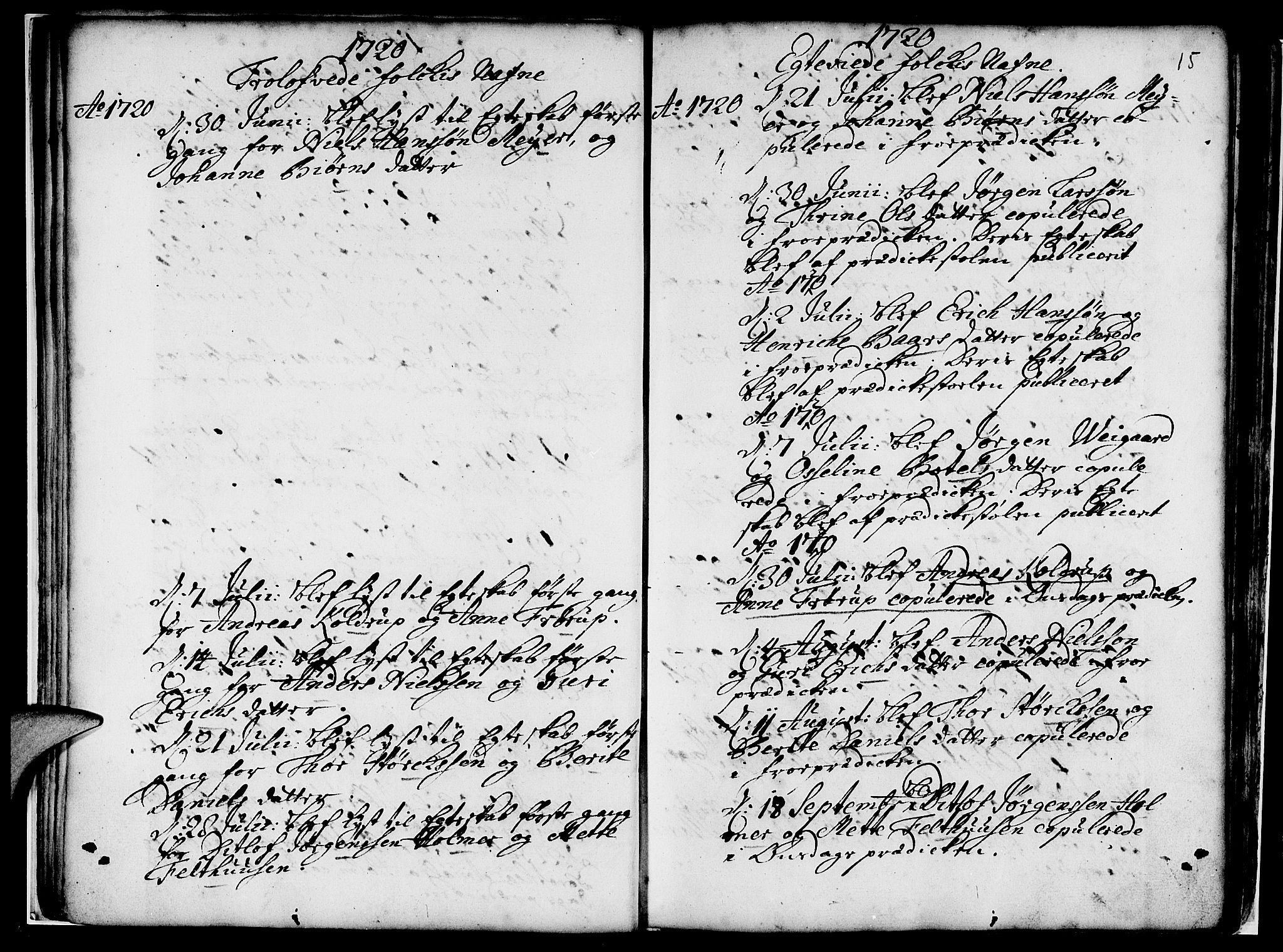 Nykirken Sokneprestembete, AV/SAB-A-77101/H/Haa/L0007: Parish register (official) no. A 7, 1719-1781, p. 15