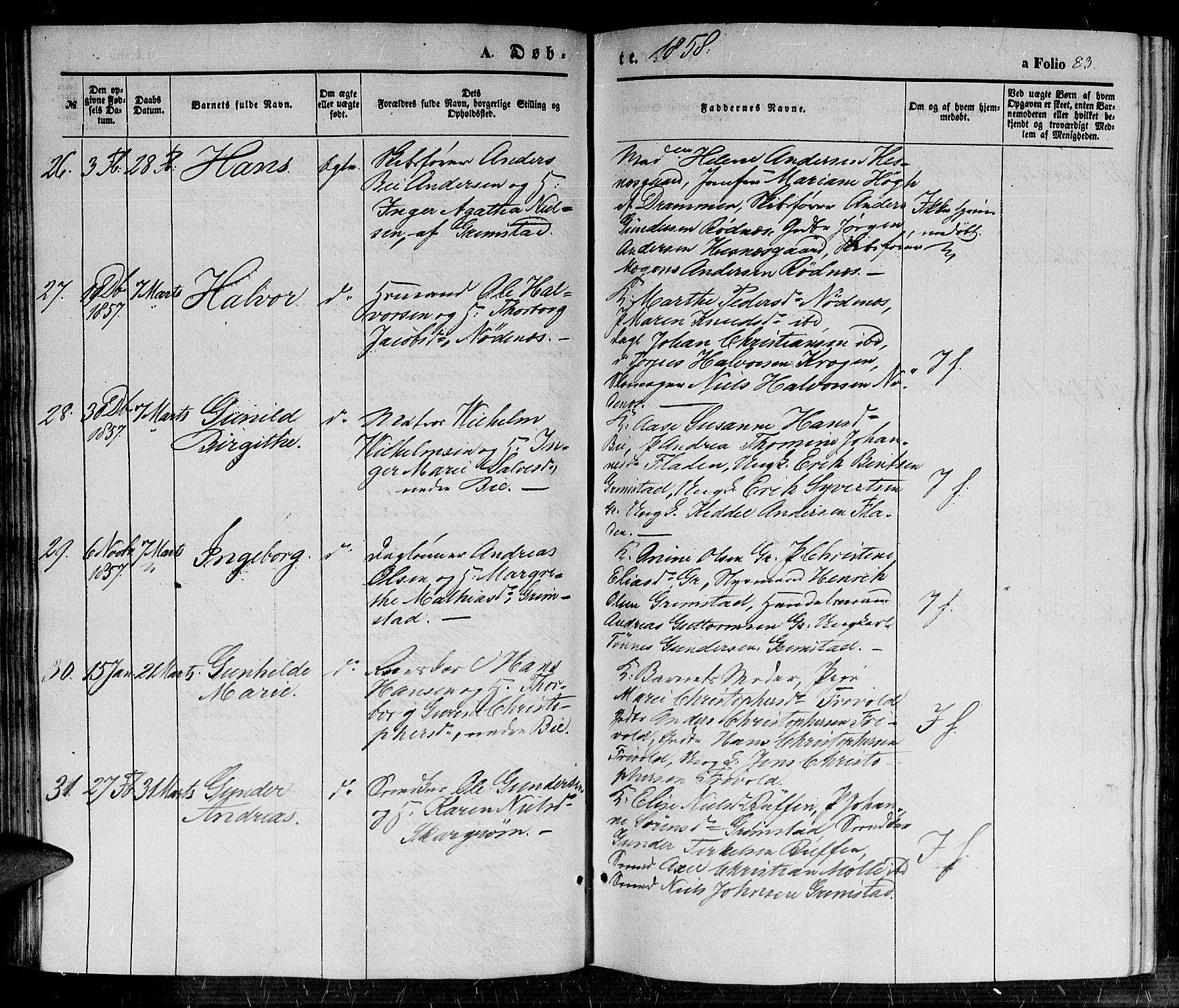 Fjære sokneprestkontor, SAK/1111-0011/F/Fb/L0008: Parish register (copy) no. B 8, 1854-1867, p. 83