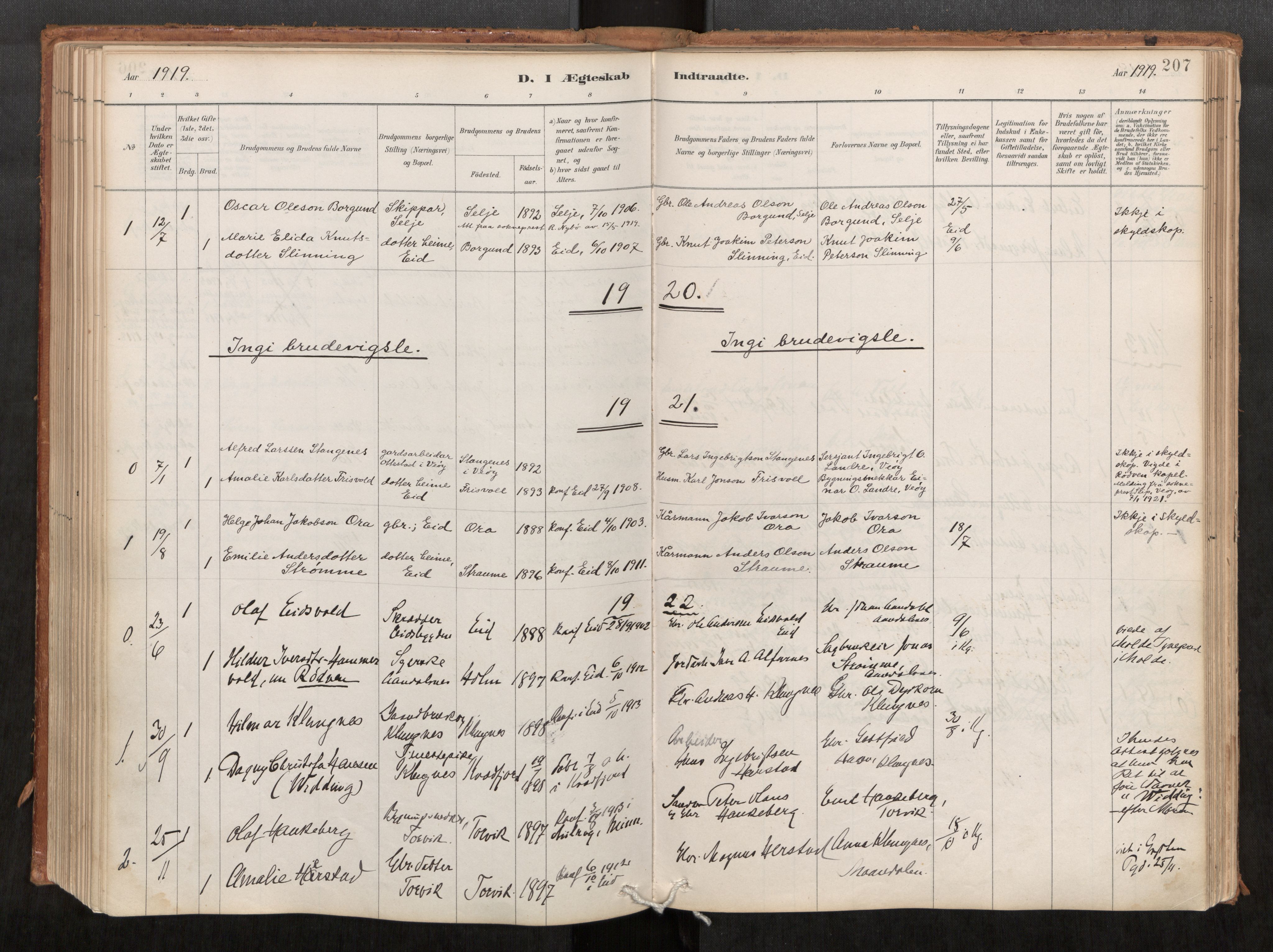 Ministerialprotokoller, klokkerbøker og fødselsregistre - Møre og Romsdal, AV/SAT-A-1454/542/L0553: Parish register (official) no. 542A03, 1885-1925, p. 207