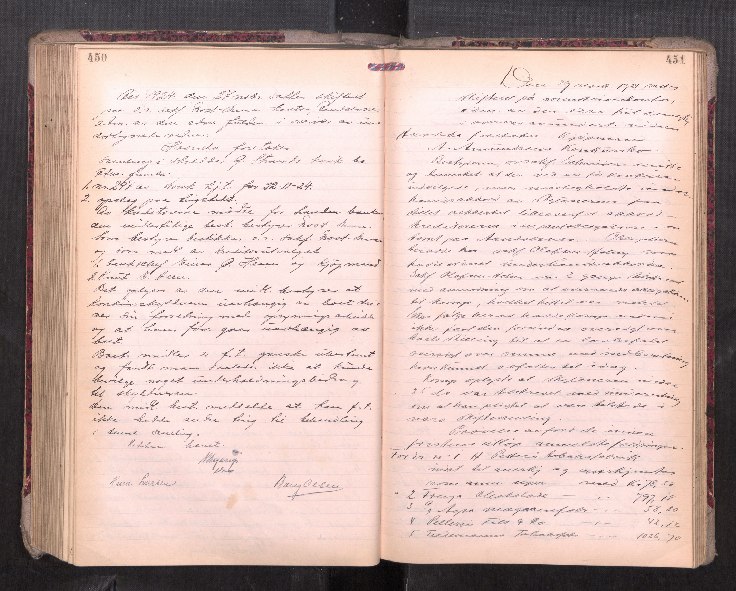 Romsdal sorenskriveri, AV/SAT-A-4149/1/3/3B/L0010: Skiftebehandlingsprotokoll, 1923-1925, p. 450-451
