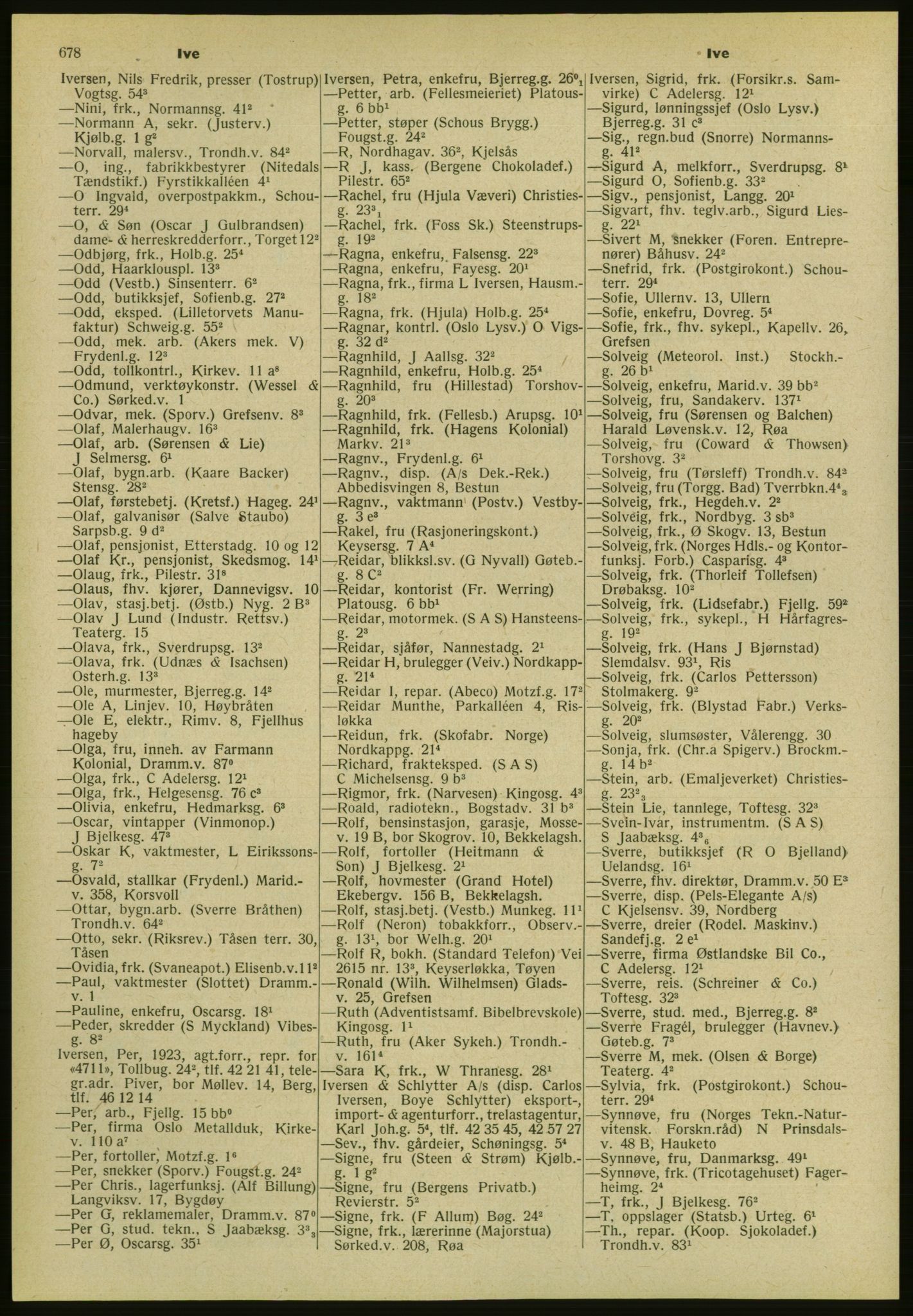 Kristiania/Oslo adressebok, PUBL/-, 1952, p. 678