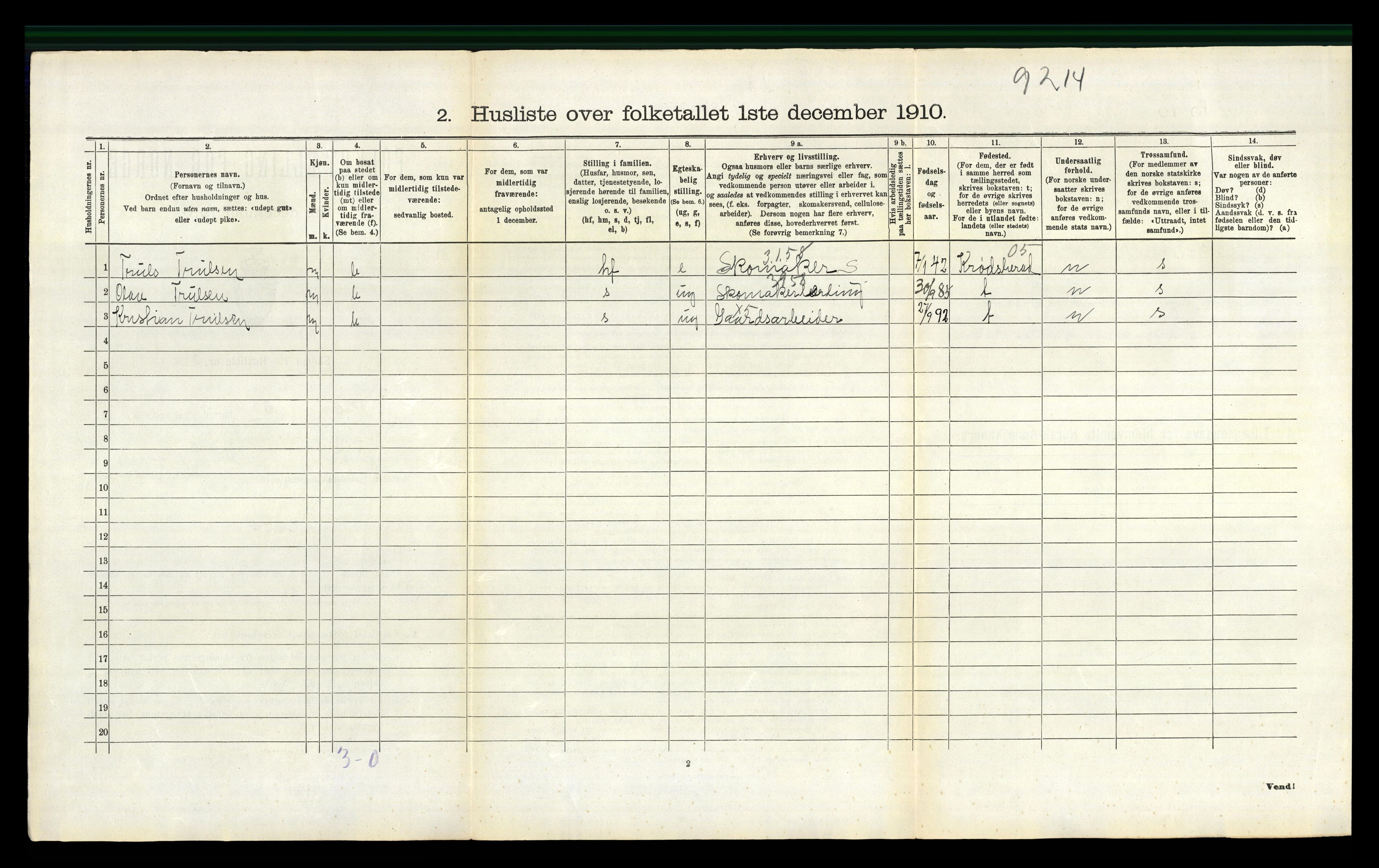 RA, 1910 census for Drangedal, 1910, p. 352