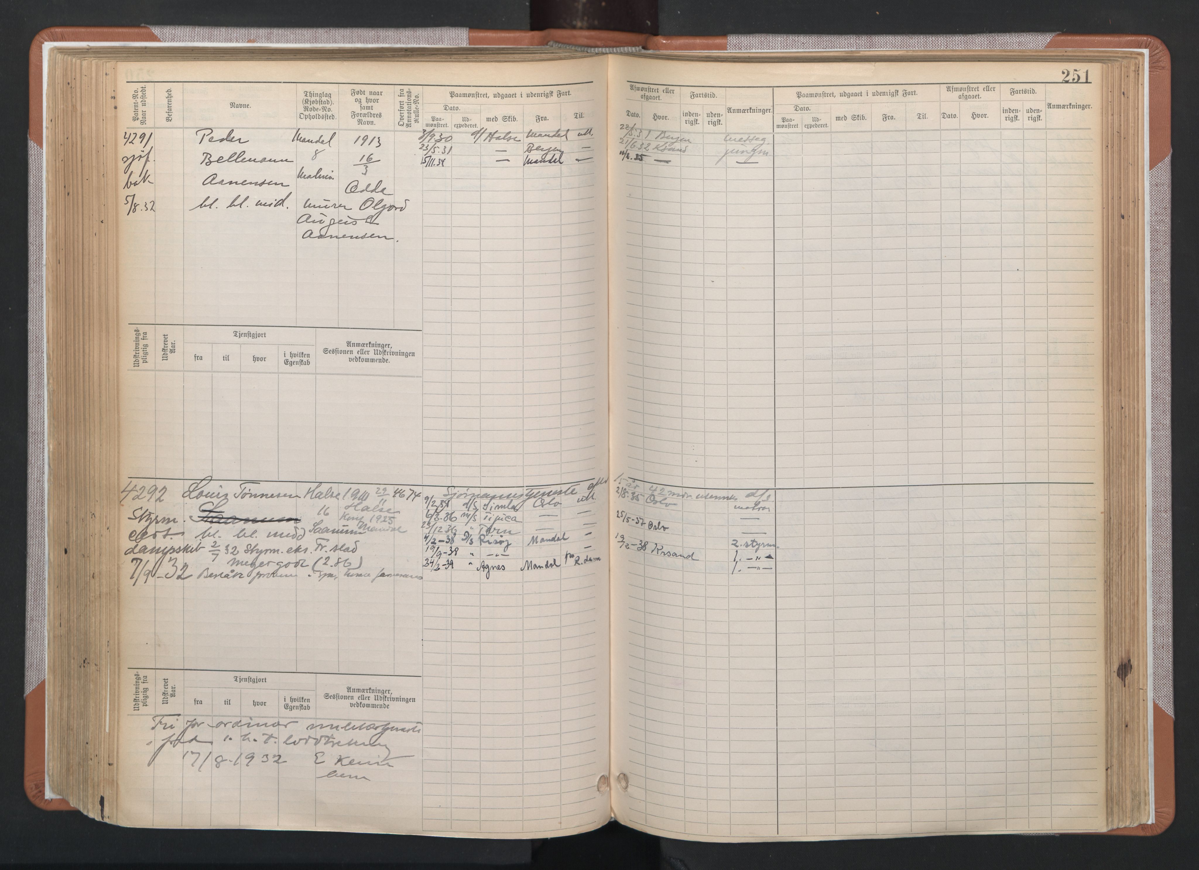 Mandal mønstringskrets, AV/SAK-2031-0016/F/Fb/L0006: Hovedrulle nr 3795-4559, L-11, 1895-1948, p. 269