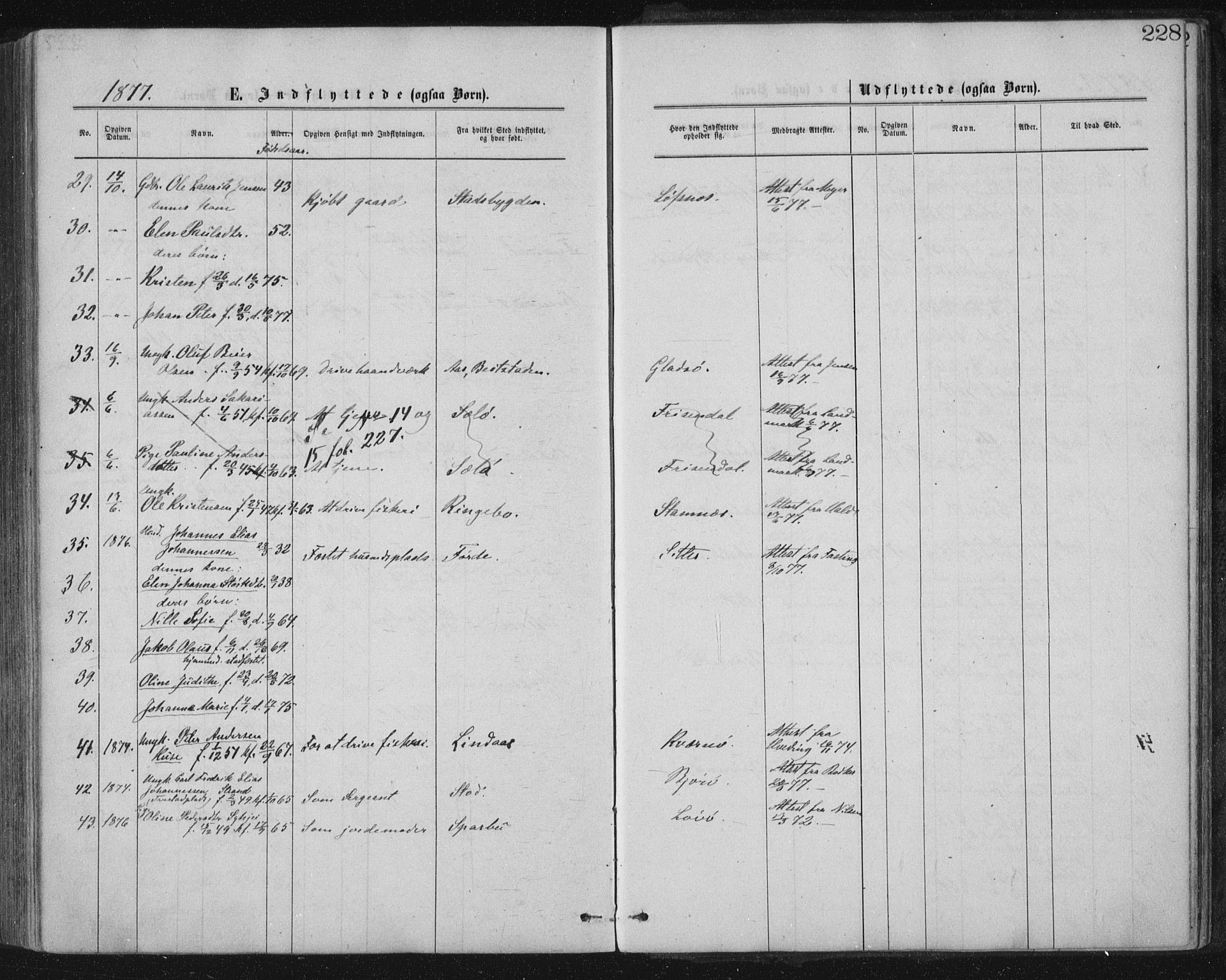 Ministerialprotokoller, klokkerbøker og fødselsregistre - Nord-Trøndelag, AV/SAT-A-1458/771/L0596: Parish register (official) no. 771A03, 1870-1884, p. 228