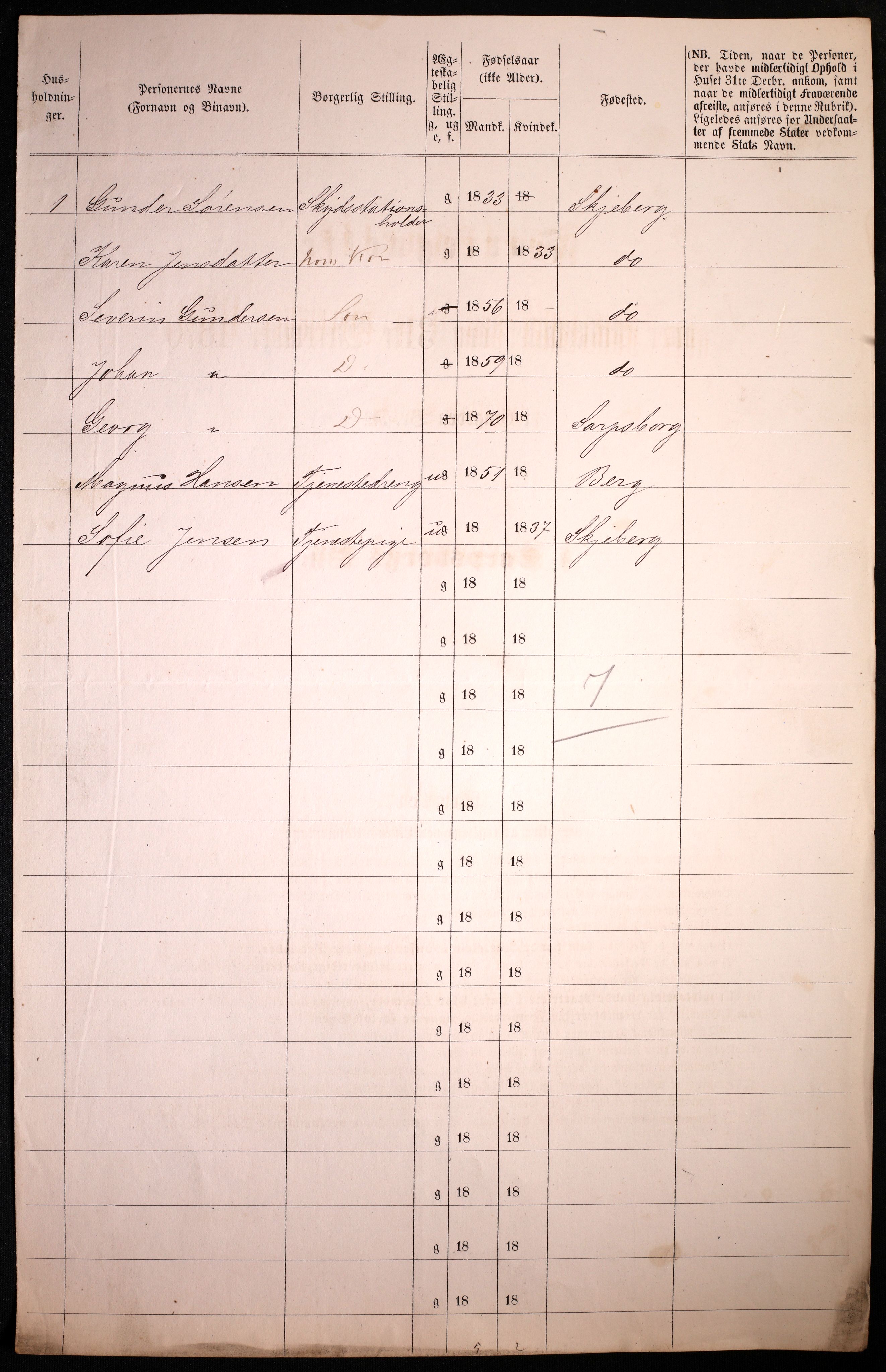 RA, 1870 census for 0102 Sarpsborg, 1870, p. 160