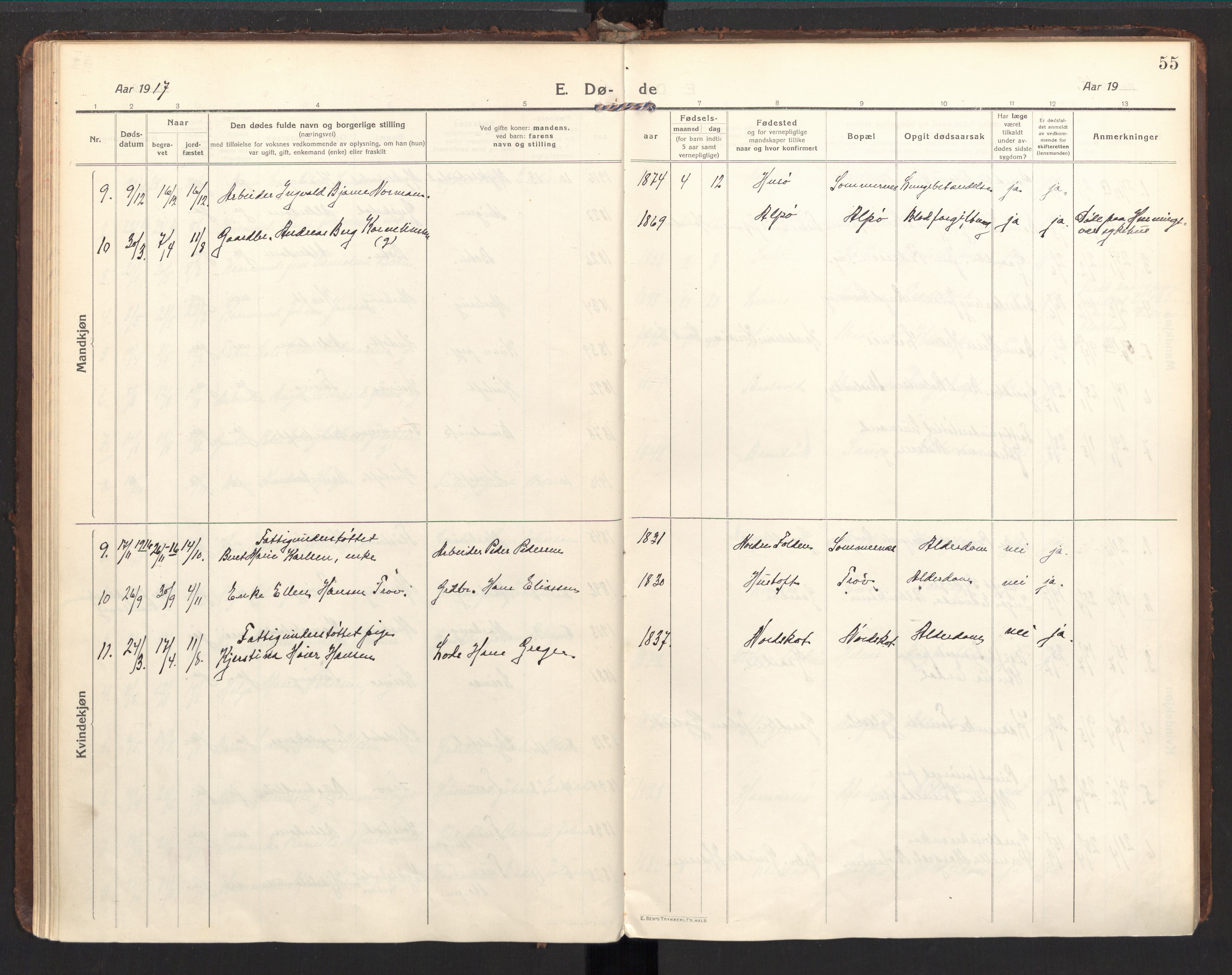 Ministerialprotokoller, klokkerbøker og fødselsregistre - Nordland, AV/SAT-A-1459/857/L0825: Parish register (official) no. 857A05, 1917-1946, p. 55