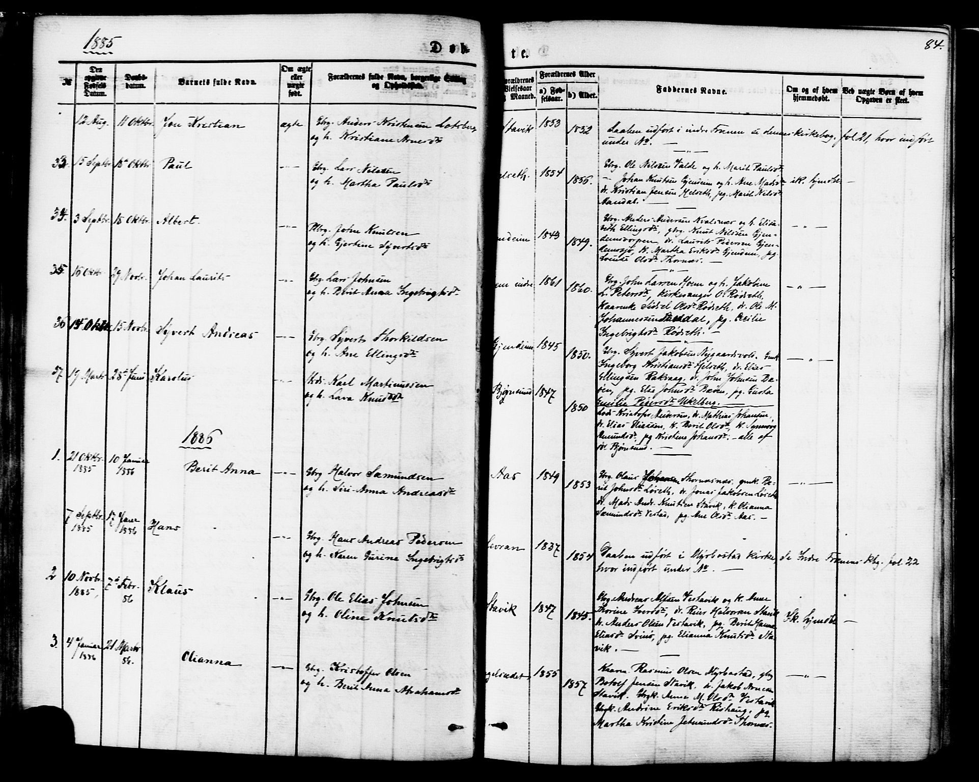 Ministerialprotokoller, klokkerbøker og fødselsregistre - Møre og Romsdal, SAT/A-1454/565/L0749: Parish register (official) no. 565A03, 1871-1886, p. 84