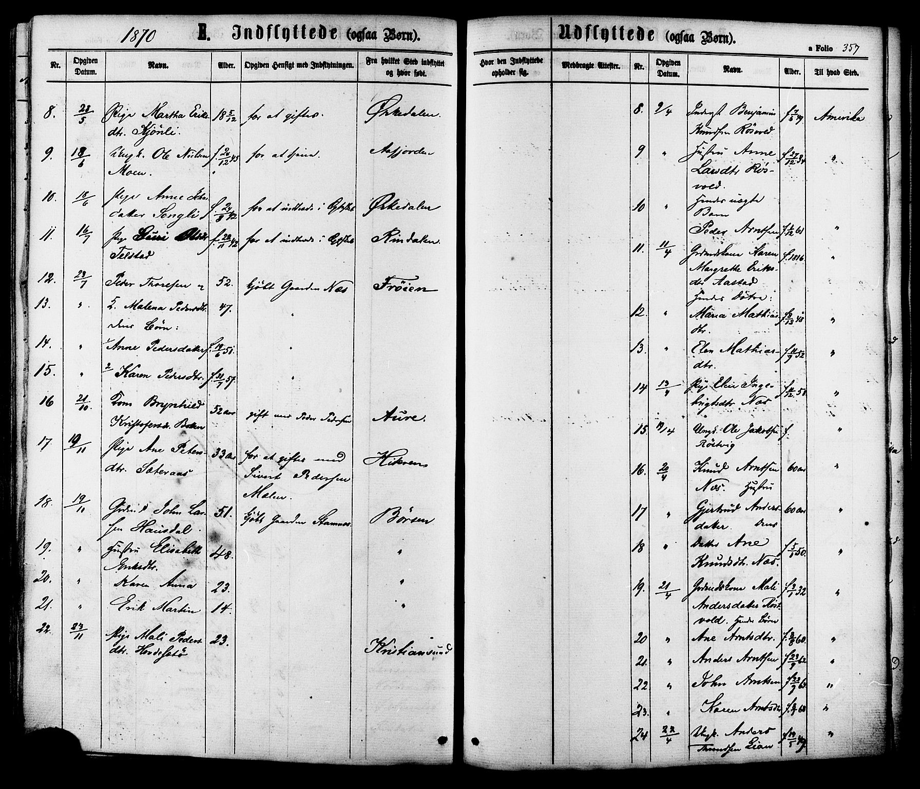 Ministerialprotokoller, klokkerbøker og fødselsregistre - Sør-Trøndelag, AV/SAT-A-1456/630/L0495: Parish register (official) no. 630A08, 1868-1878, p. 357