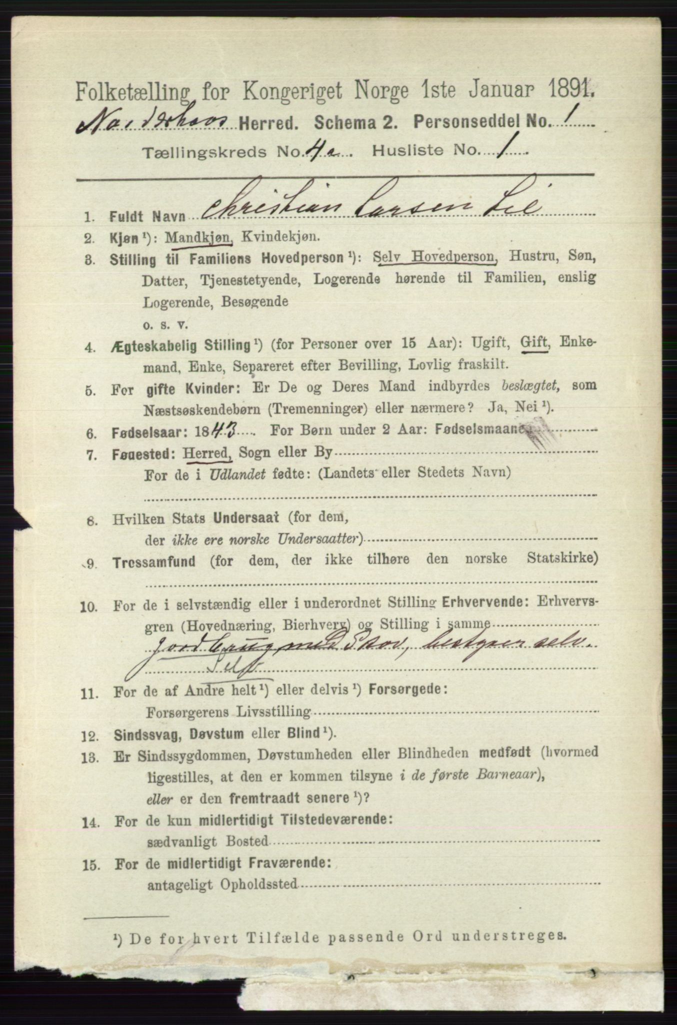 RA, 1891 census for 0613 Norderhov, 1891, p. 1715