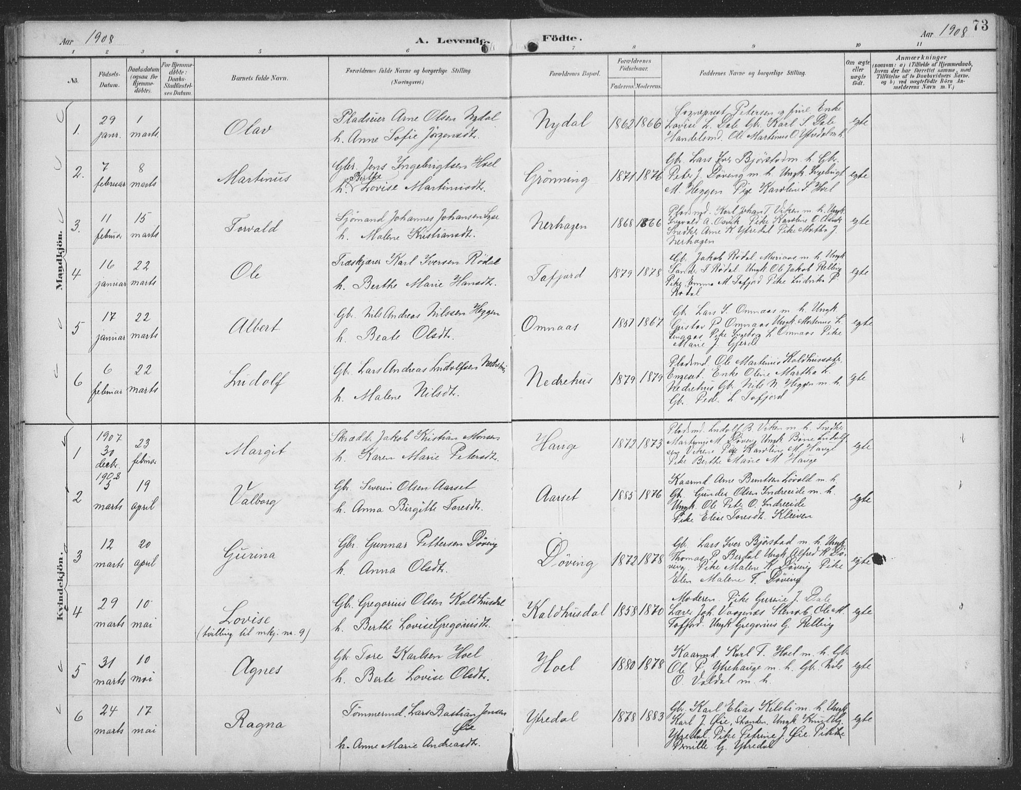 Ministerialprotokoller, klokkerbøker og fødselsregistre - Møre og Romsdal, AV/SAT-A-1454/519/L0256: Parish register (official) no. 519A15, 1895-1912, p. 73