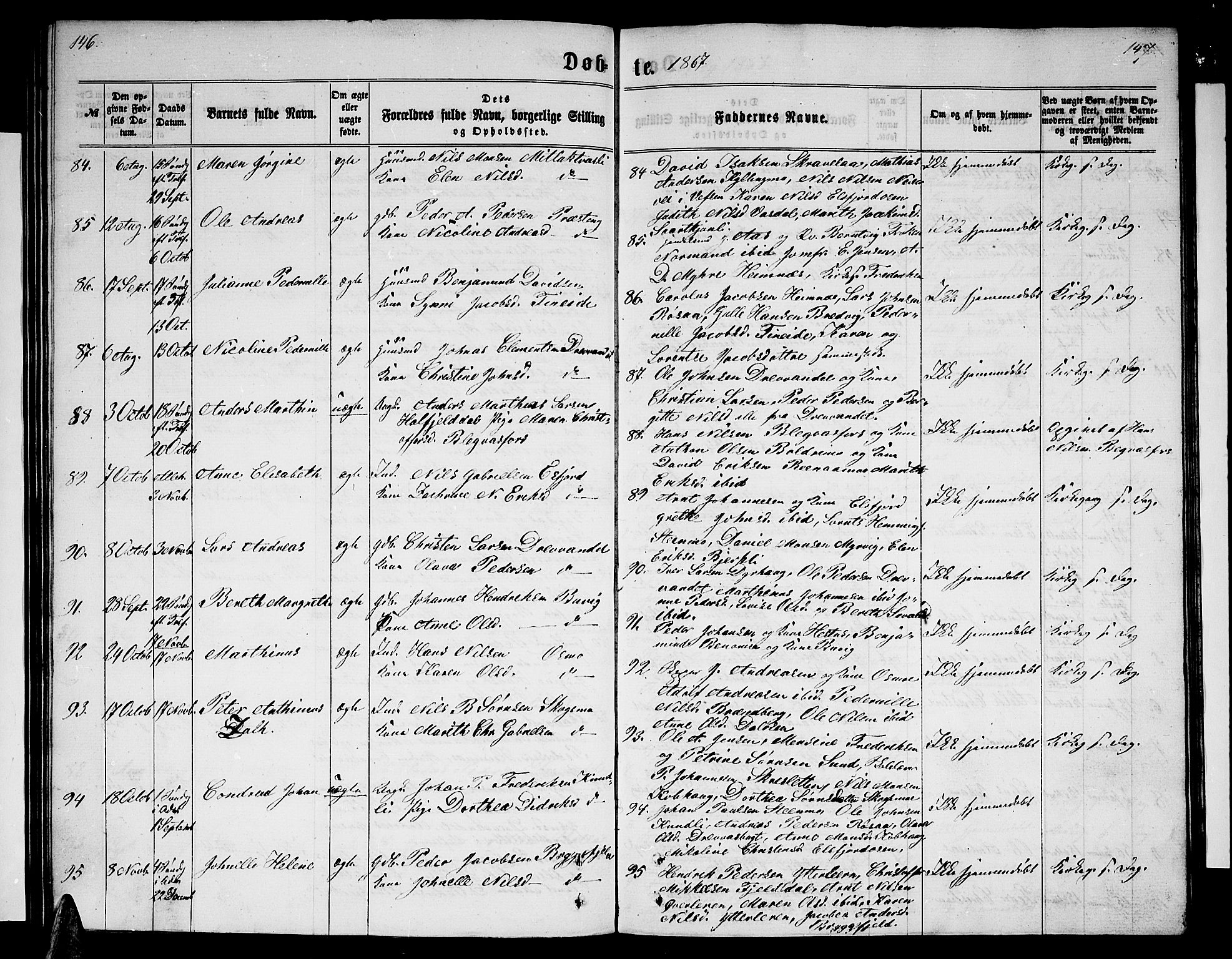 Ministerialprotokoller, klokkerbøker og fødselsregistre - Nordland, SAT/A-1459/825/L0365: Parish register (copy) no. 825C02, 1858-1873, p. 146-147