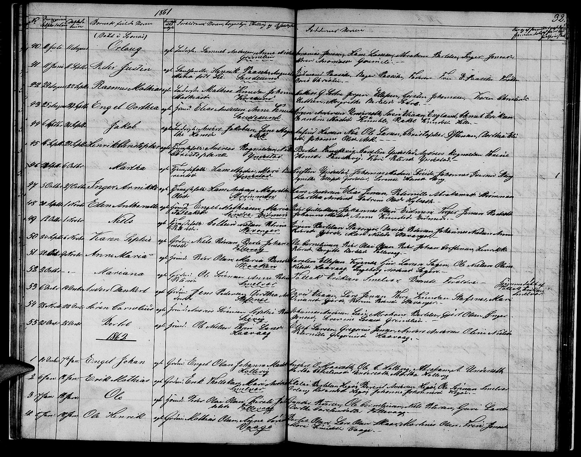 Askvoll sokneprestembete, AV/SAB-A-79501/H/Hab/Haba/L0001: Parish register (copy) no. A 1, 1853-1872, p. 32