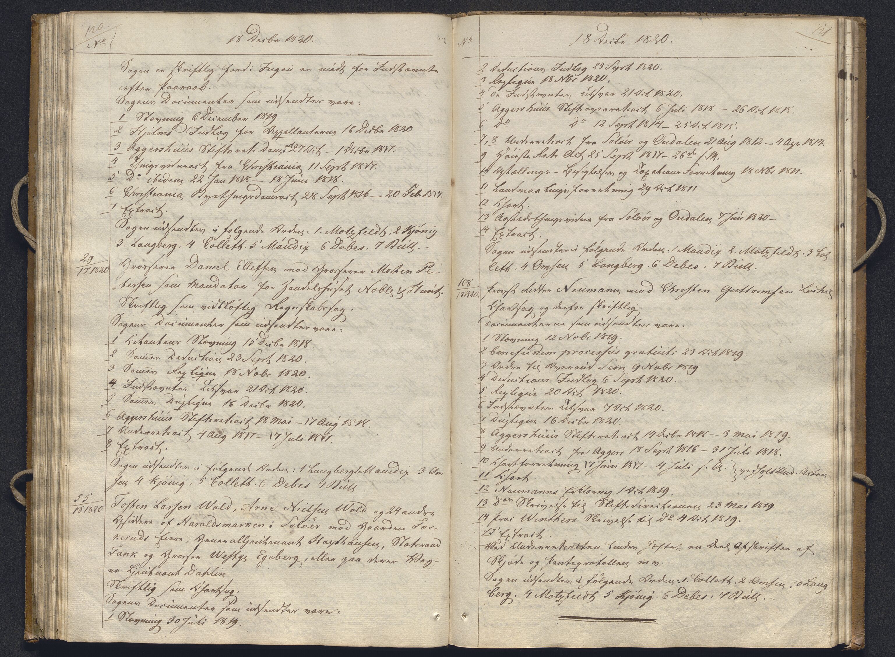 Høyesterett, AV/RA-S-1002/E/Ef/L0001: Protokoll over saker som gikk til skriftlig behandling, 1815-1822, p. 120-121