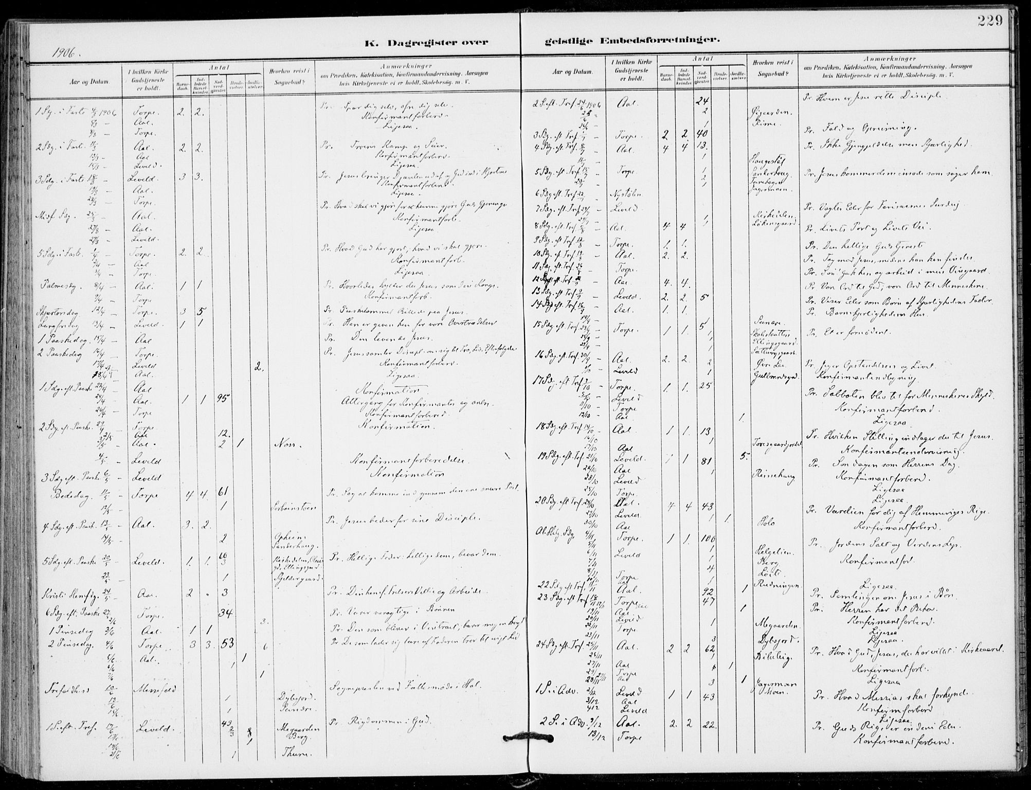 Ål kirkebøker, AV/SAKO-A-249/F/Fa/L0009: Parish register (official) no. I 9, 1897-1915, p. 229