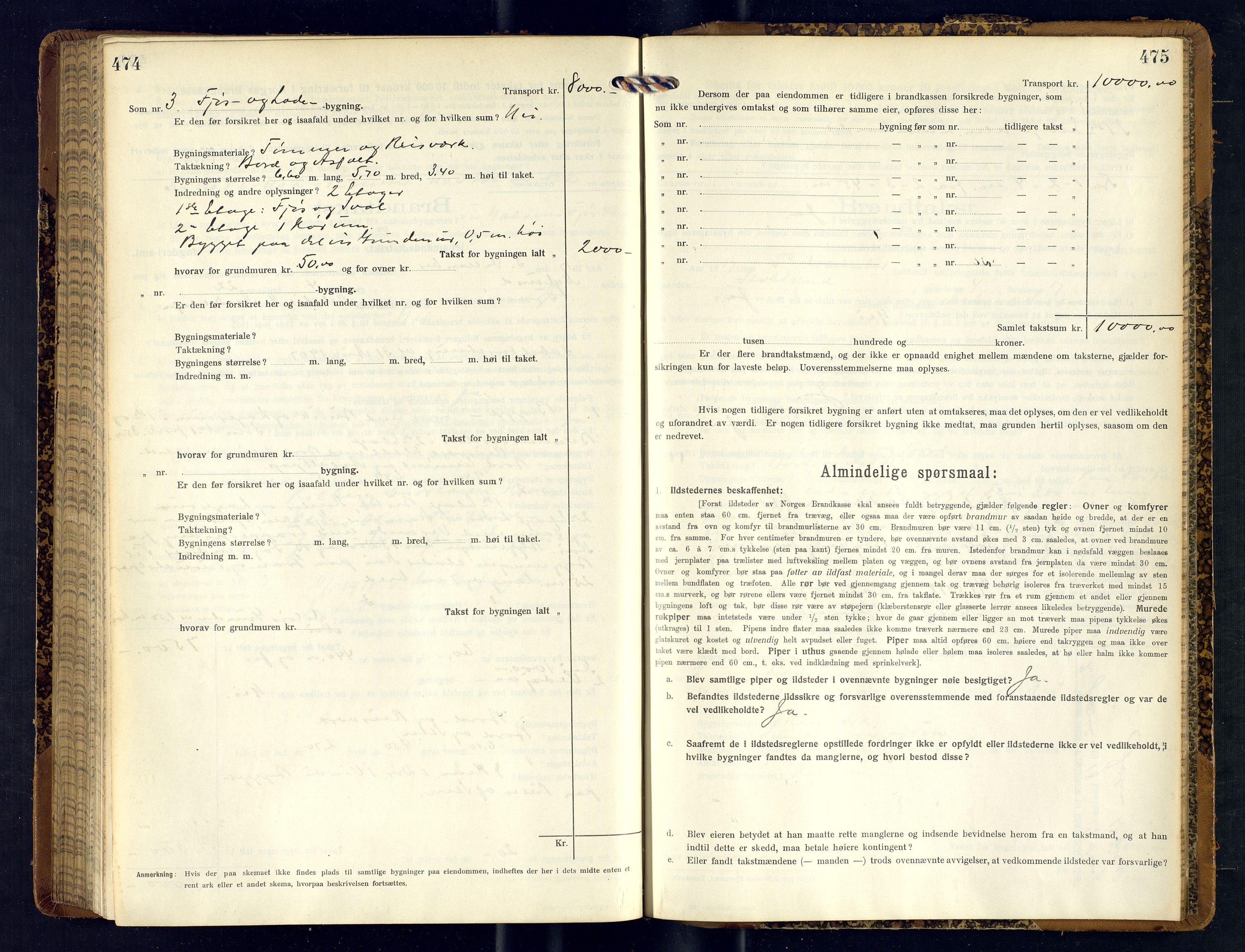 Tranøy lensmannskontor (Sørreisa lensmannskontor), AV/SATØ-SATØ-46/1/F/Fq/Fqc/L0258: Branntakstprotokoller, 1915-1918, p. 474-475