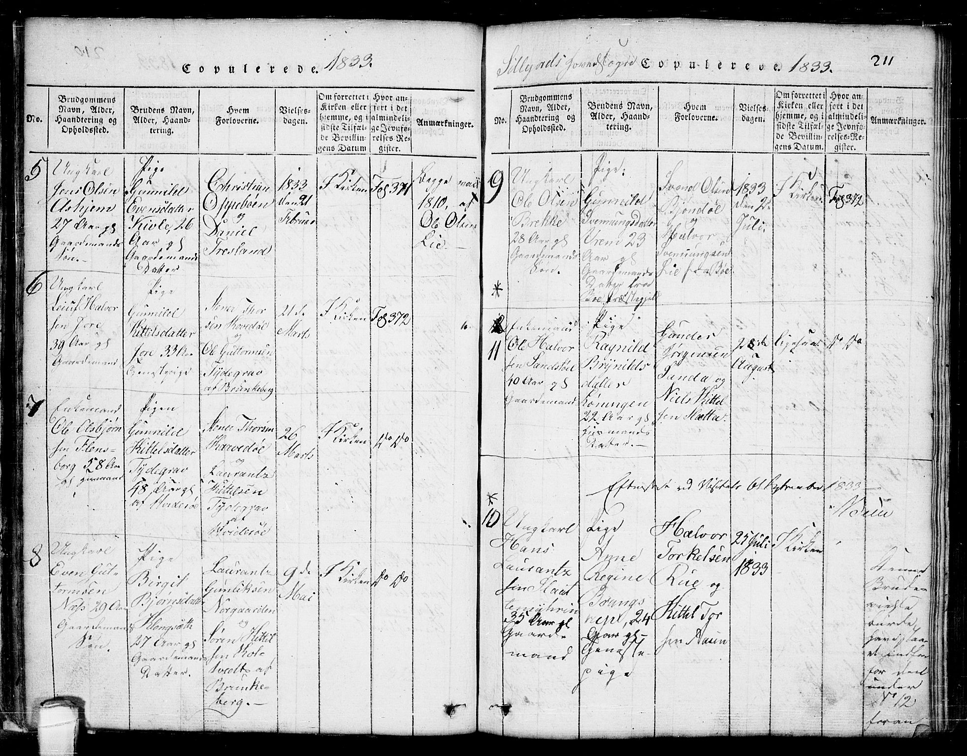 Seljord kirkebøker, SAKO/A-20/G/Ga/L0001: Parish register (copy) no. I 1, 1815-1854, p. 211