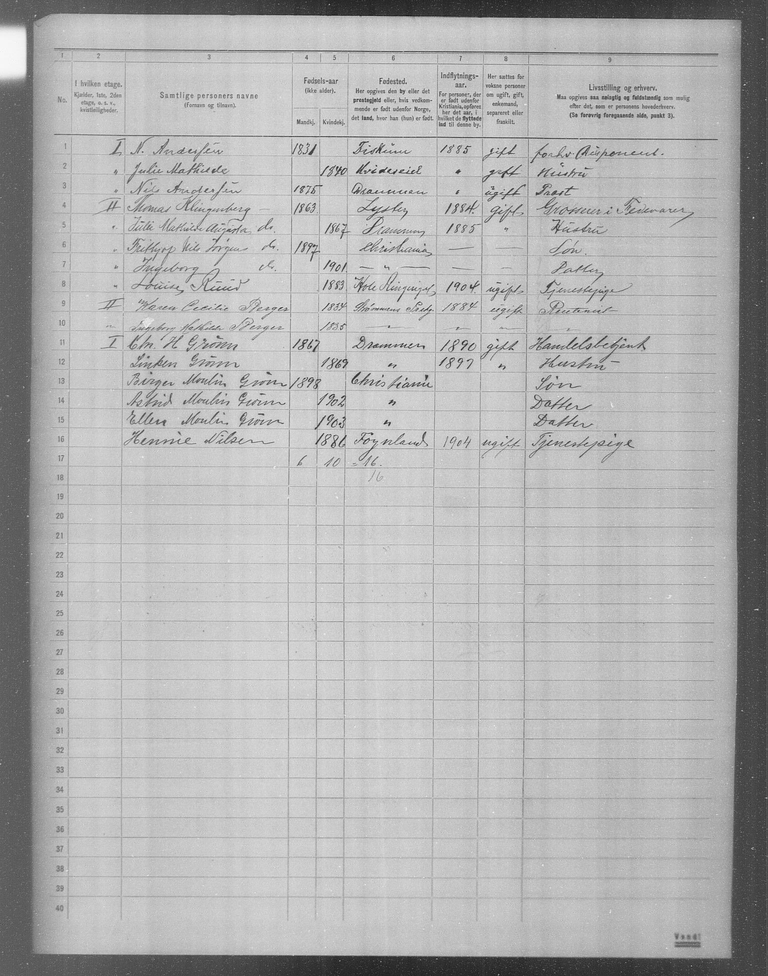 OBA, Municipal Census 1904 for Kristiania, 1904, p. 11332