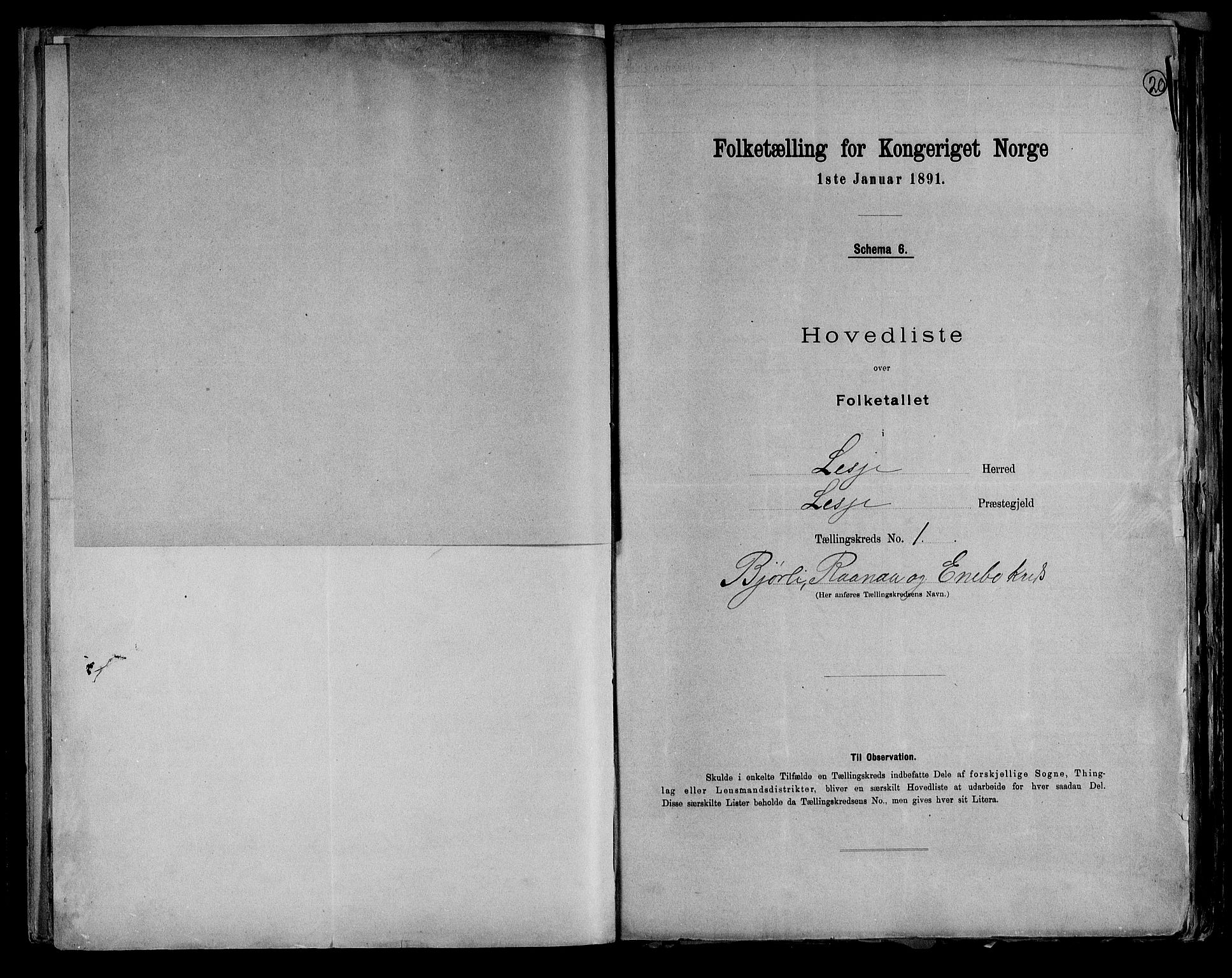 RA, 1891 census for 0512 Lesja, 1891, p. 5