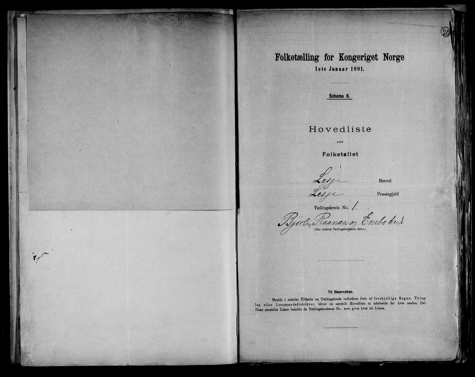 RA, 1891 census for 0512 Lesja, 1891, p. 5