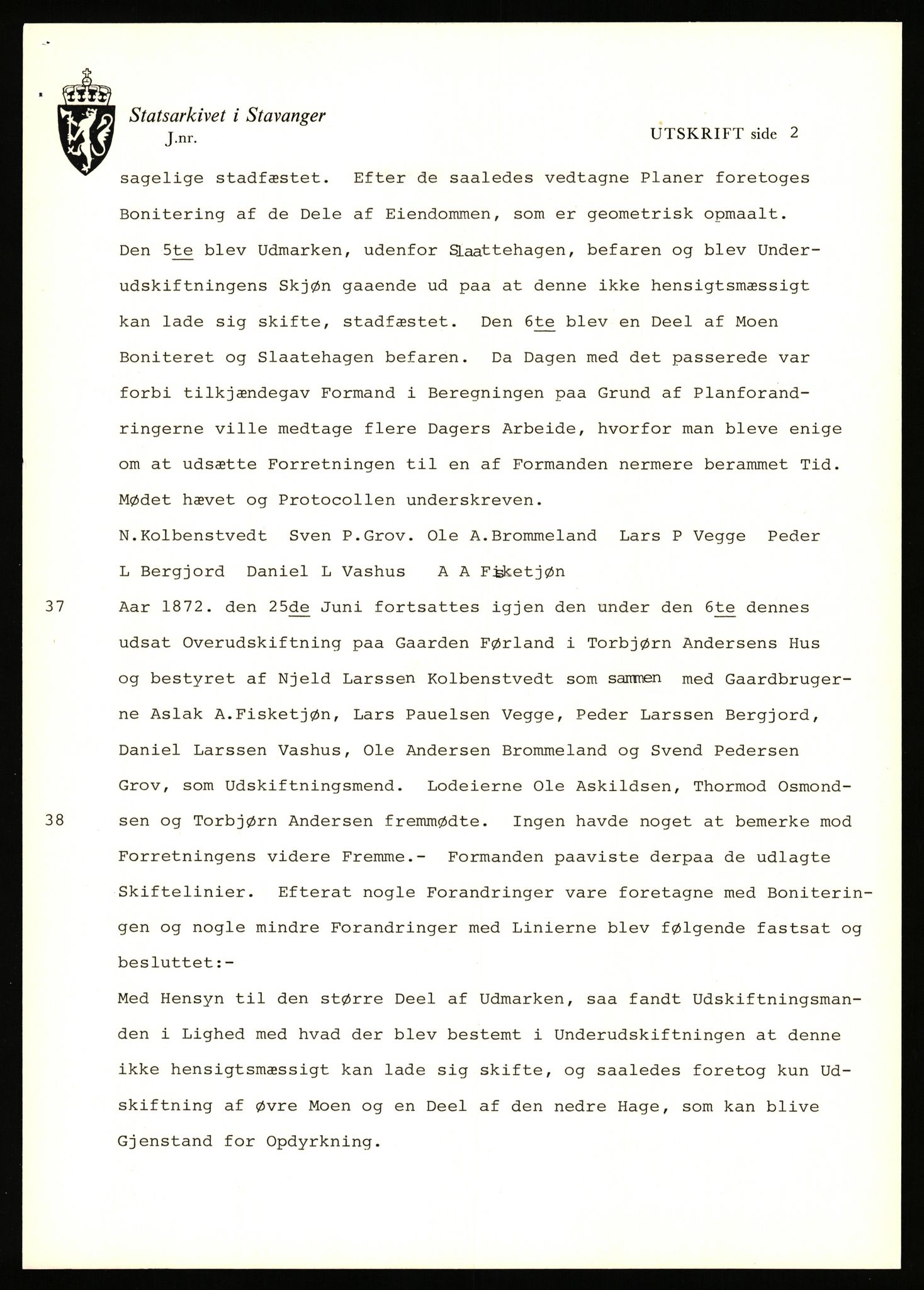 Statsarkivet i Stavanger, AV/SAST-A-101971/03/Y/Yj/L0024: Avskrifter sortert etter gårdsnavn: Fæøen - Garborg, 1750-1930, p. 285