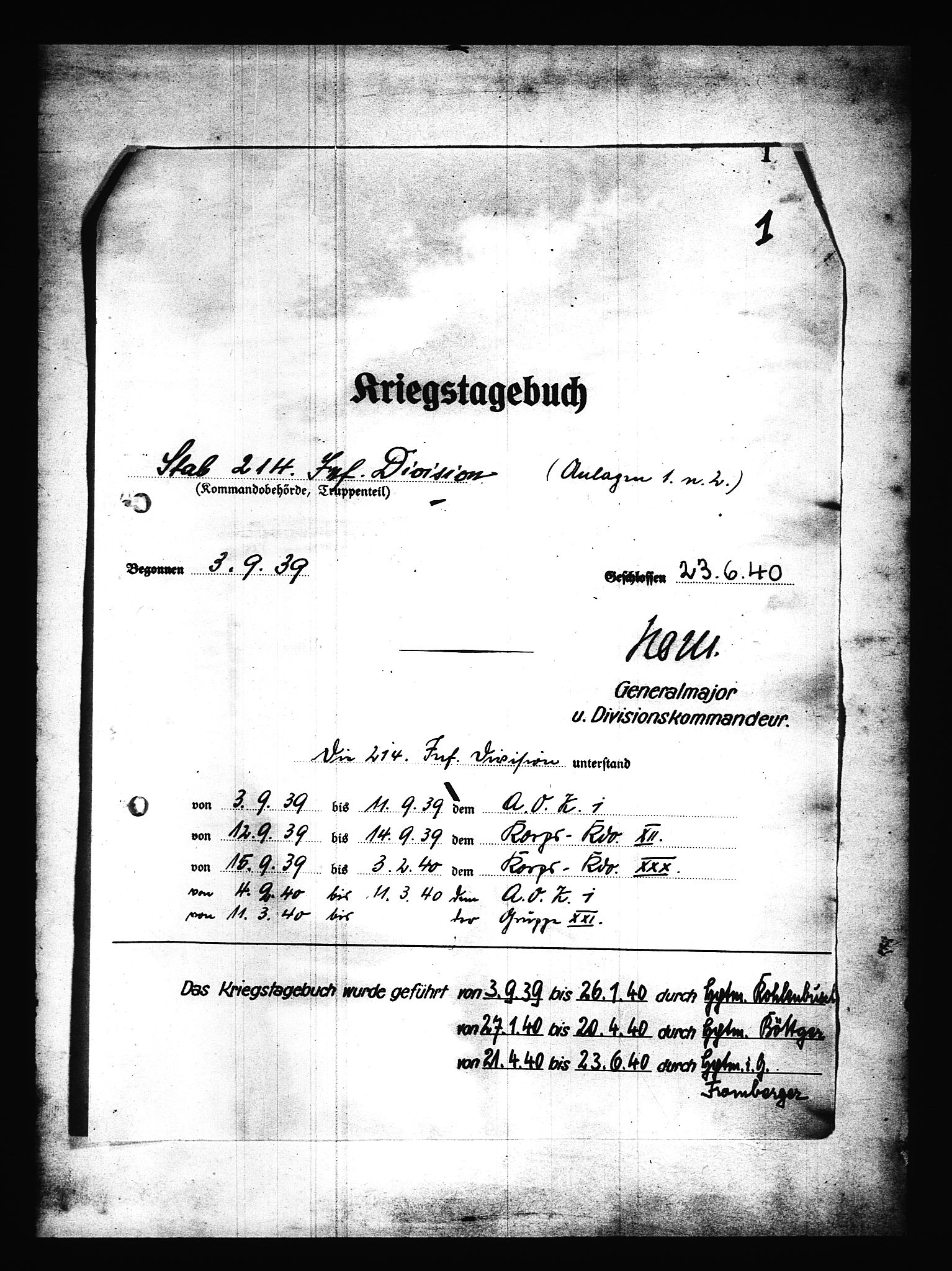 Documents Section, AV/RA-RAFA-2200/V/L0088: Amerikansk mikrofilm "Captured German Documents".
Box No. 727.  FKA jnr. 601/1954., 1939-1940, p. 476