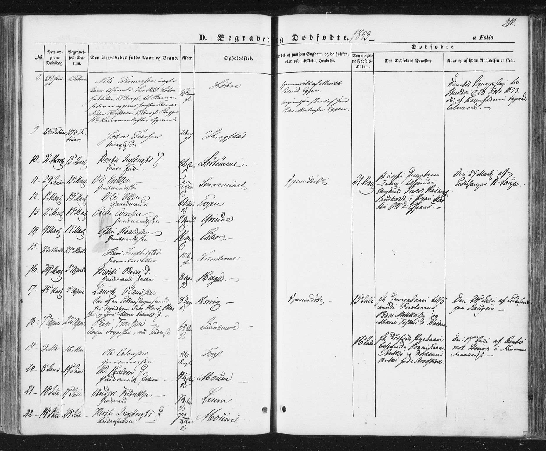 Ministerialprotokoller, klokkerbøker og fødselsregistre - Sør-Trøndelag, SAT/A-1456/692/L1103: Parish register (official) no. 692A03, 1849-1870, p. 210