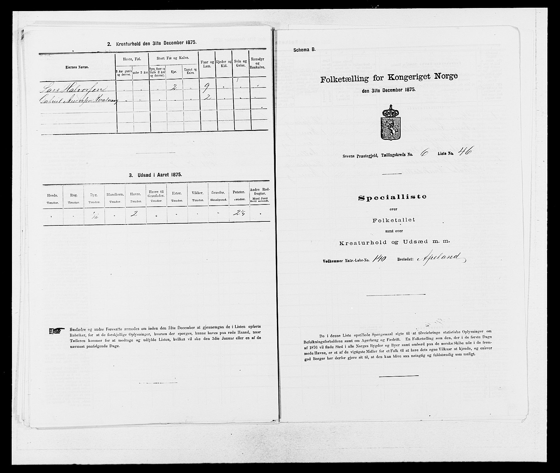 SAB, 1875 census for 1216P Sveio, 1875, p. 713