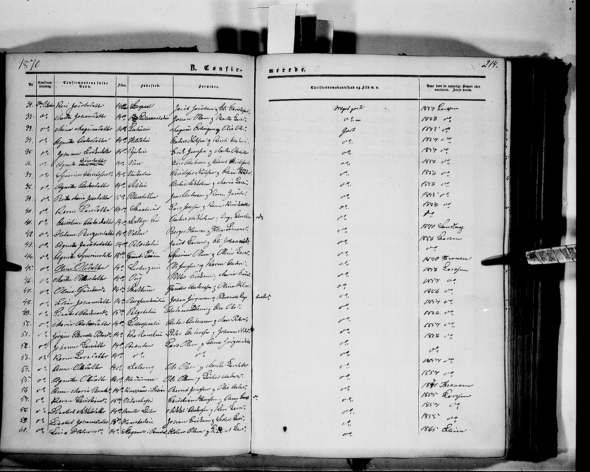 Vang prestekontor, Hedmark, AV/SAH-PREST-008/H/Ha/Haa/L0012: Parish register (official) no. 12, 1855-1870, p. 214