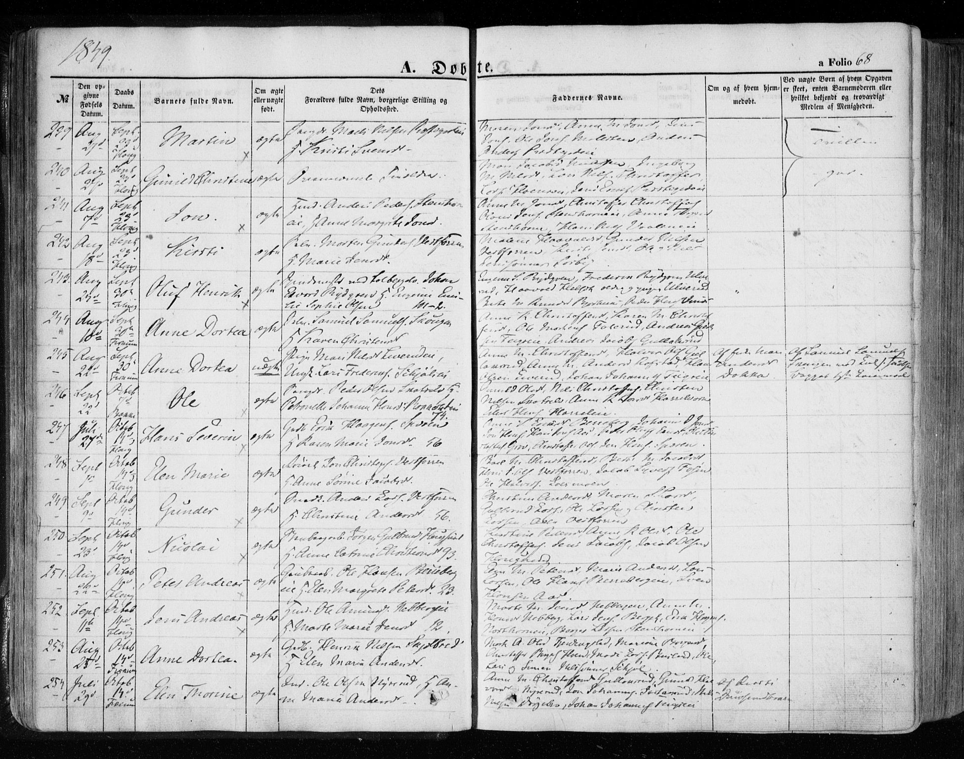 Eiker kirkebøker, AV/SAKO-A-4/F/Fa/L0014: Parish register (official) no. I 14, 1846-1854, p. 68