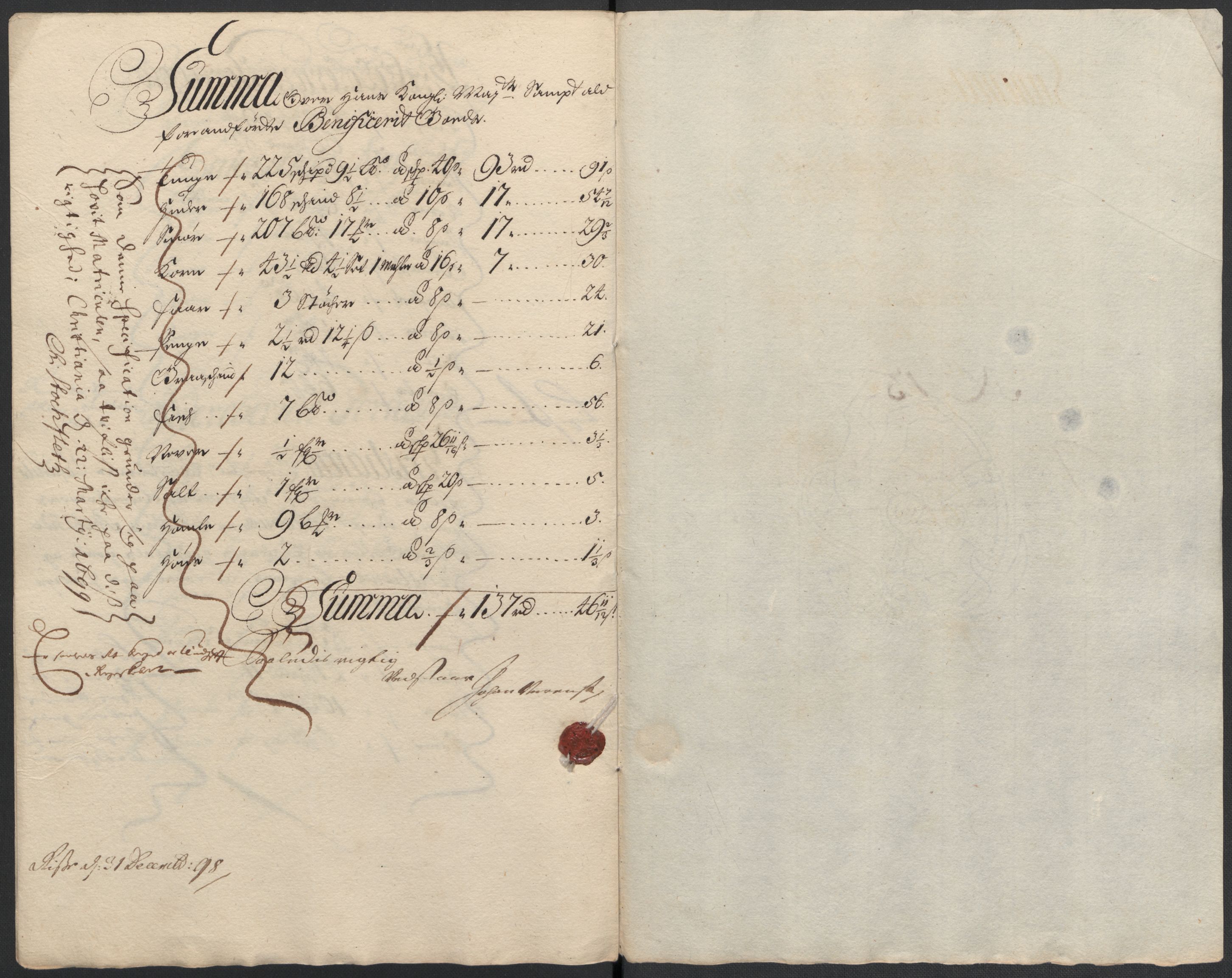 Rentekammeret inntil 1814, Reviderte regnskaper, Fogderegnskap, RA/EA-4092/R18/L1296: Fogderegnskap Hadeland, Toten og Valdres, 1698, p. 220