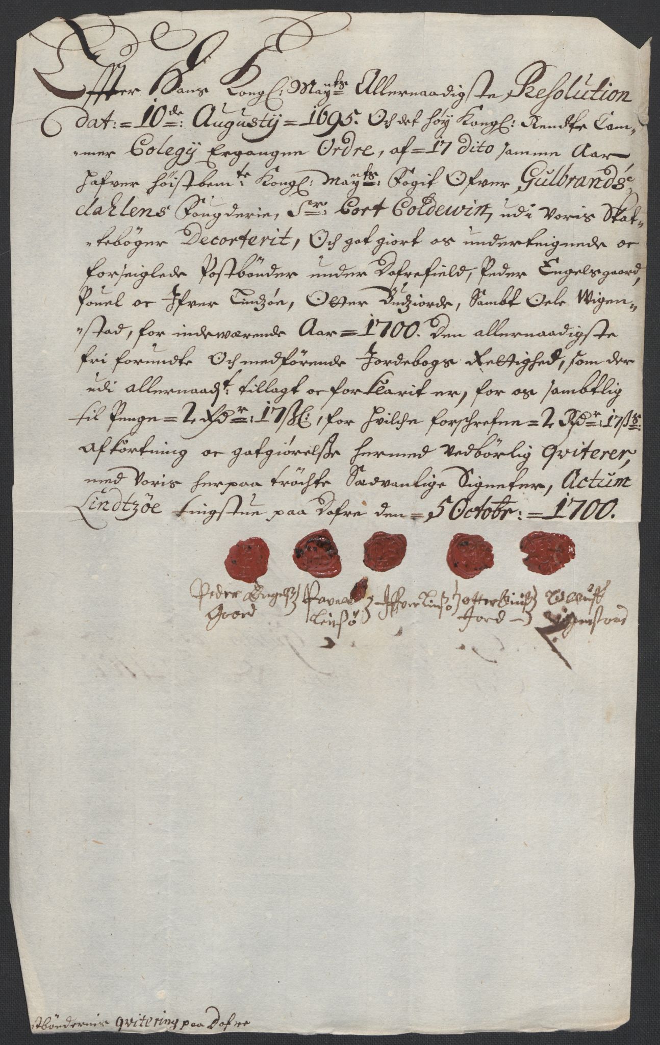 Rentekammeret inntil 1814, Reviderte regnskaper, Fogderegnskap, RA/EA-4092/R17/L1173: Fogderegnskap Gudbrandsdal, 1700, p. 152