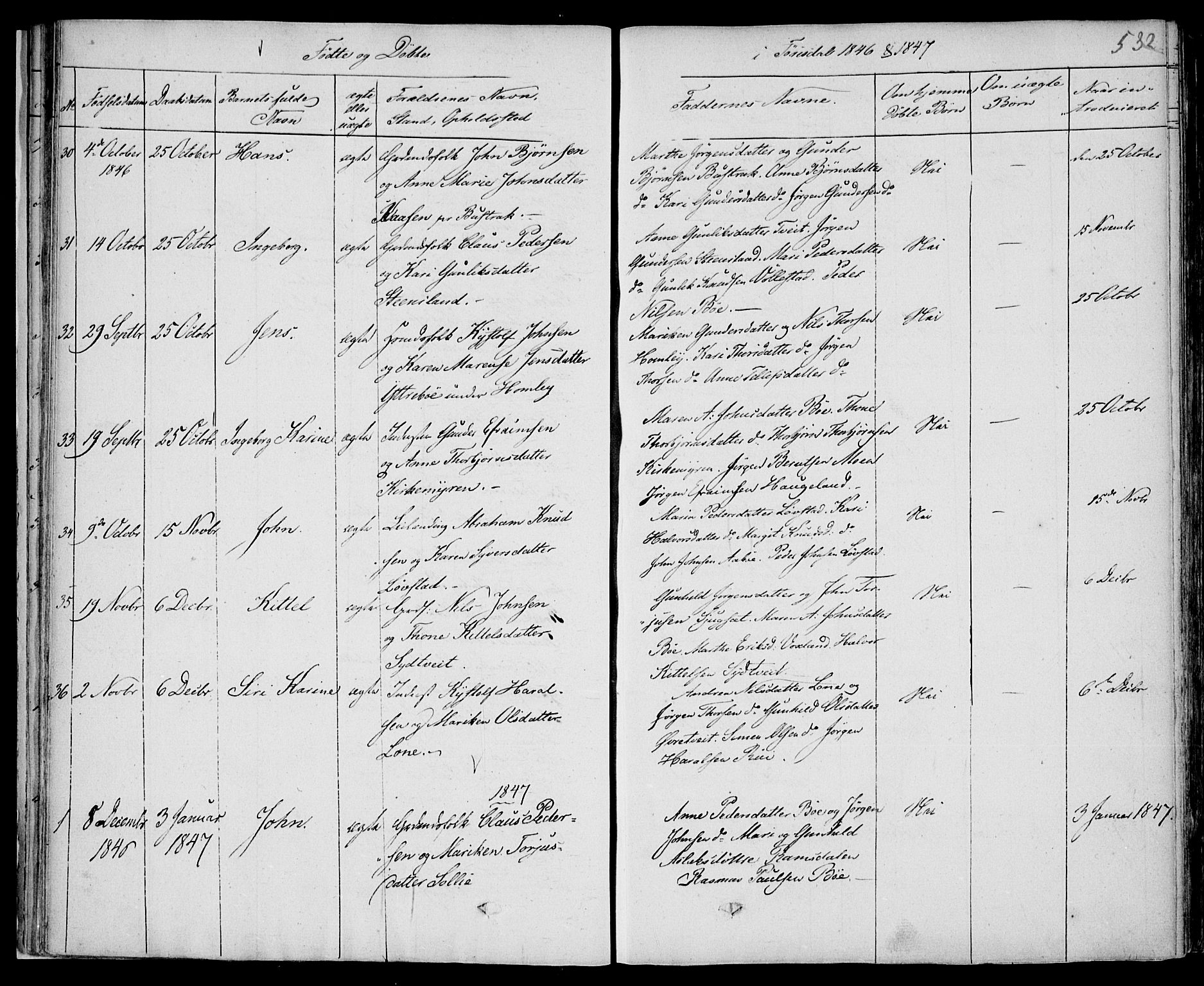 Drangedal kirkebøker, SAKO/A-258/F/Fa/L0007b: Parish register (official) no. 7b, 1837-1856, p. 532