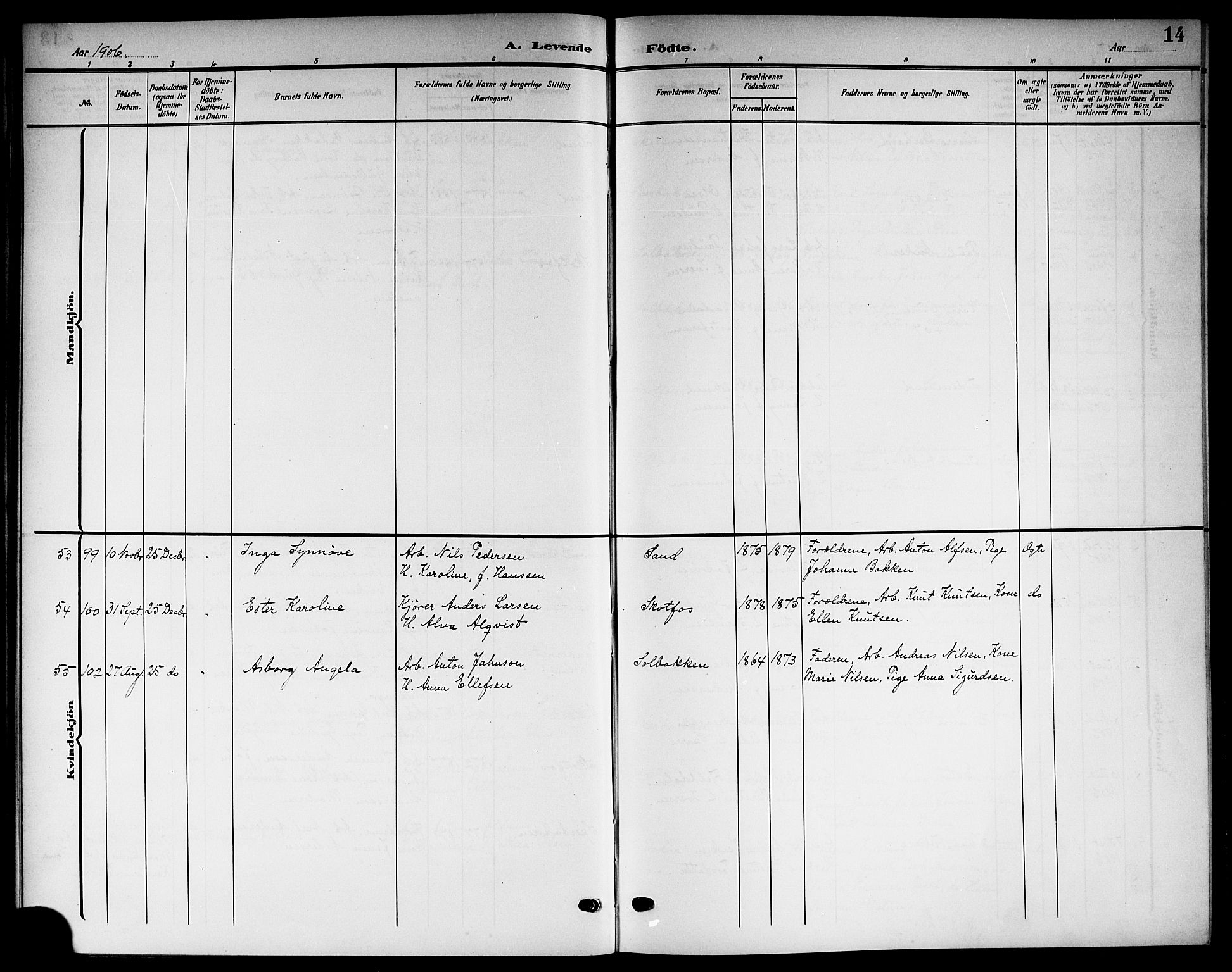 Solum kirkebøker, SAKO/A-306/G/Gb/L0005: Parish register (copy) no. II 5, 1905-1914, p. 14