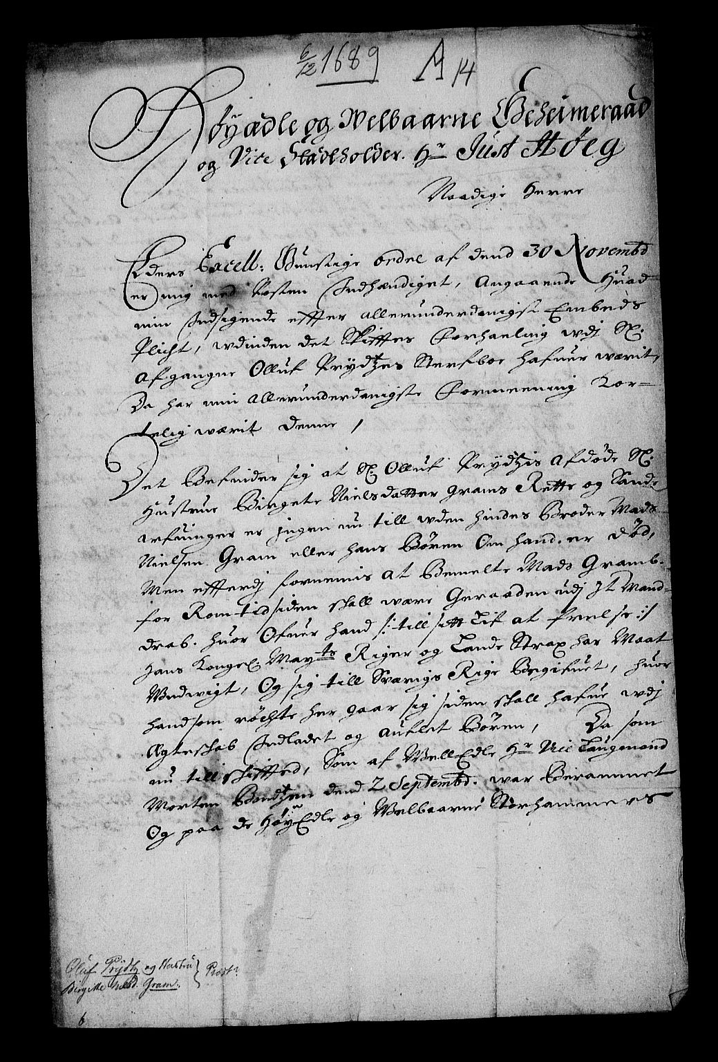 Stattholderembetet 1572-1771, RA/EA-2870/Af/L0003: Avskrifter av vedlegg til originale supplikker, nummerert i samsvar med supplikkbøkene, 1689-1691, p. 118