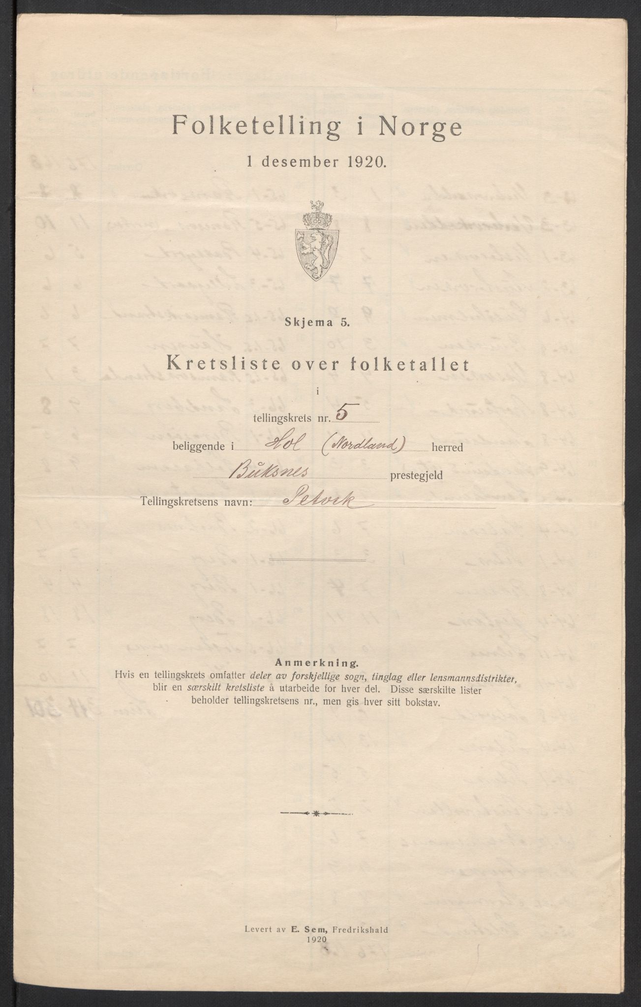 SAT, 1920 census for Hol, 1920, p. 21